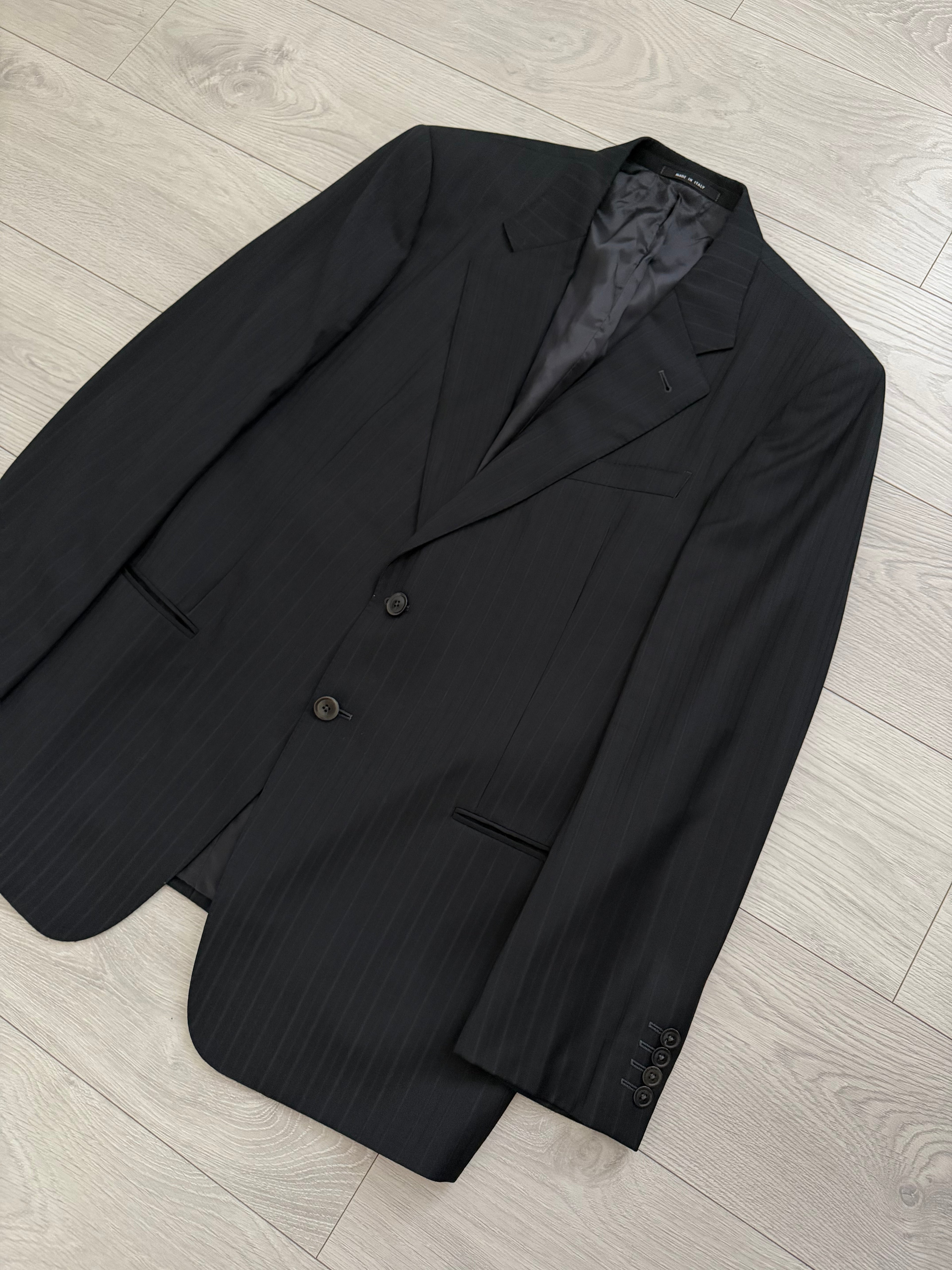Armani 1990s 2B Striped Pleated Wool Suit - Size XXL Jacket / 38" Waist