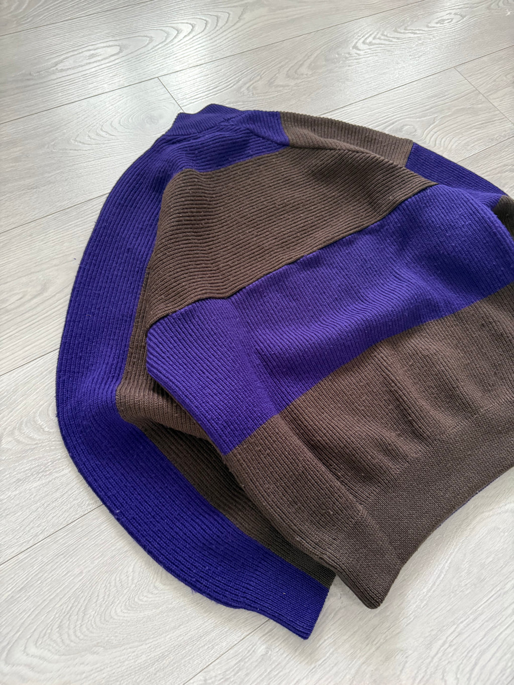 Issey Miyake 1990s Asymmetrical Panelled Mock Neck Knit Sweater - Size M