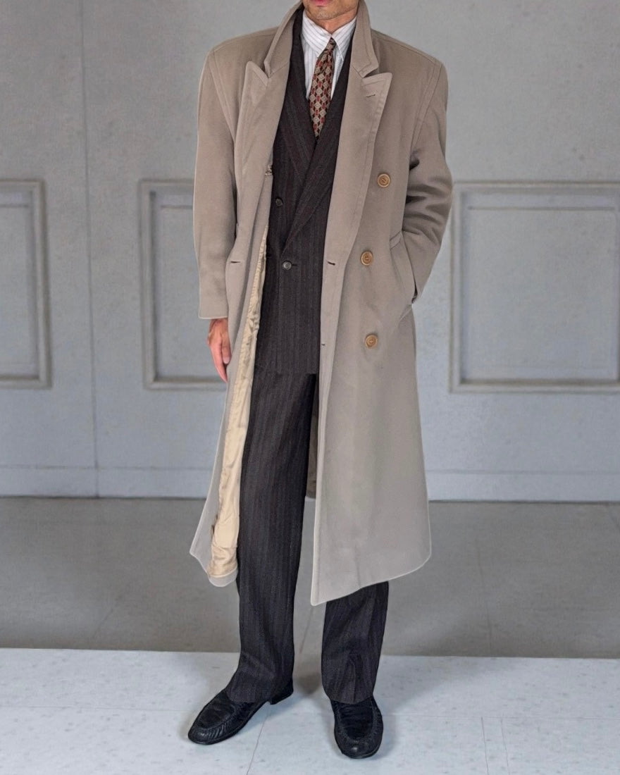 Hugo Boss 1980s 'Yamaha' Double-Breasted Wool Coat - Size M