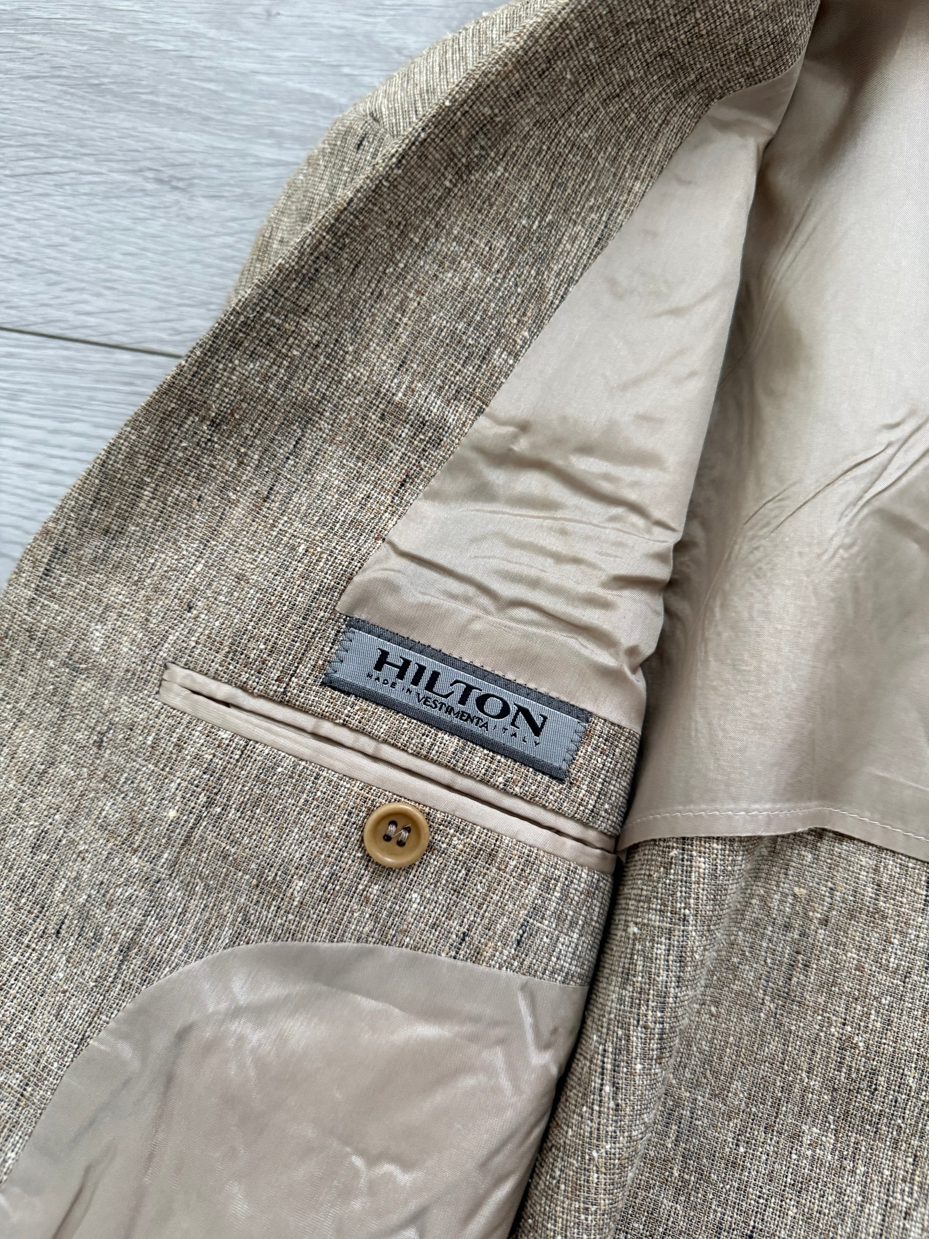 Hilton Armani 1990s Linen Silk 2B Handmade Sports Jacket Blazer - Size L