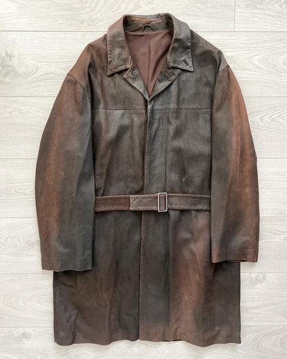 Jil Sander by Raf Simons 2000s Belted Leather Coat - Size L