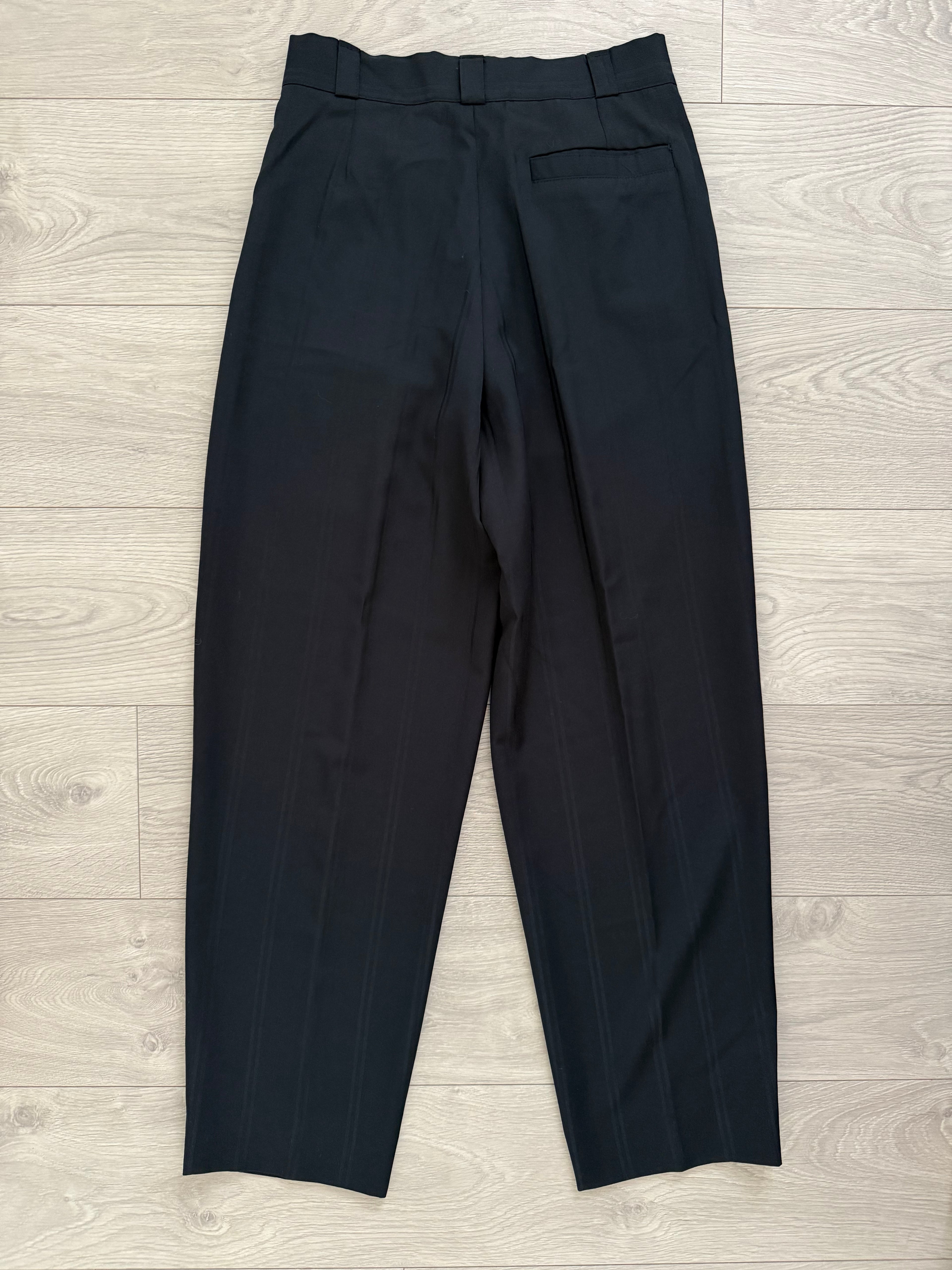 Versace 1980s Shawl Lapel Double Breasted Pleated Wool Striped Suit - Size M Jacket / 30" Waist