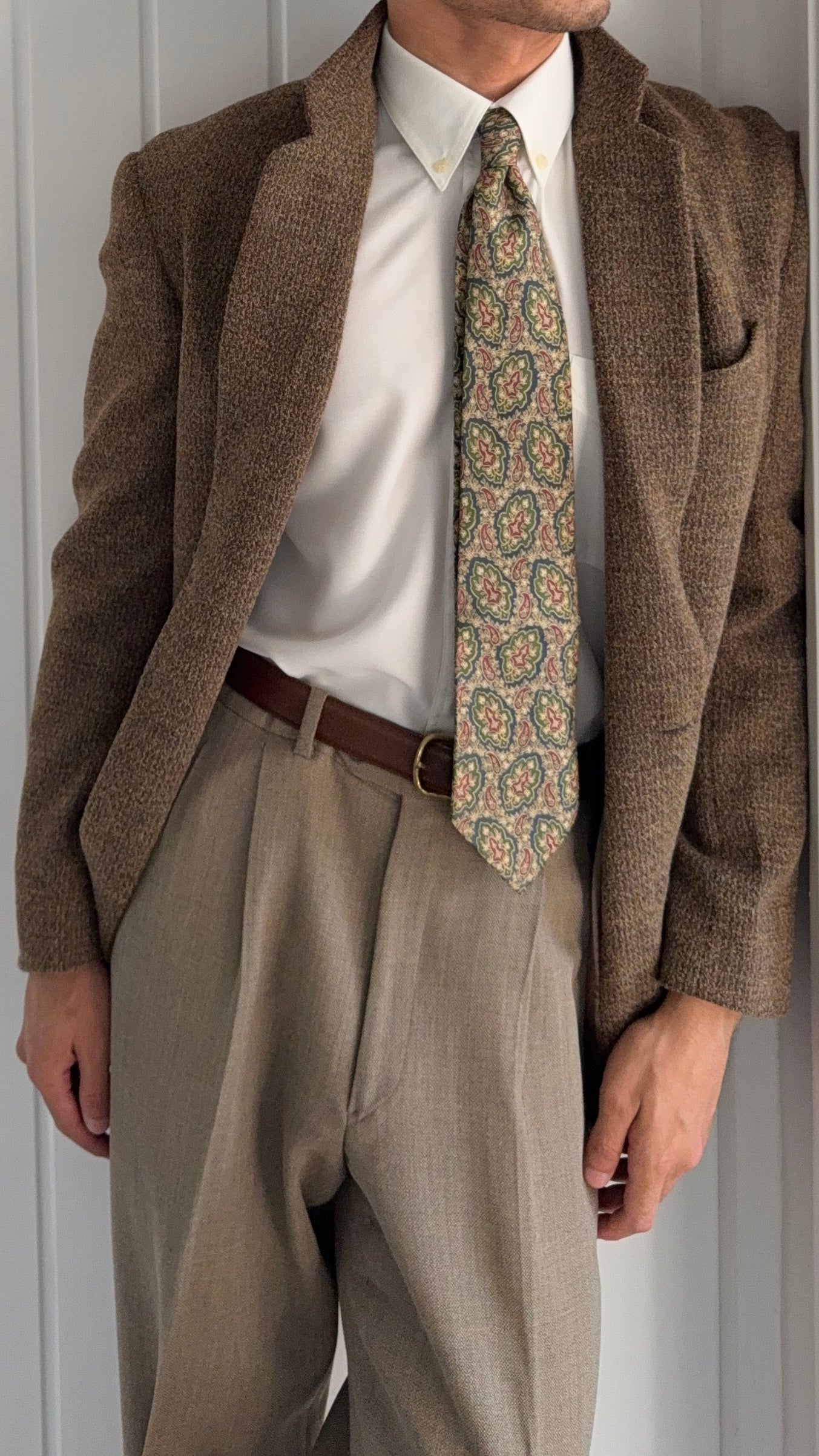 Giorgio Armani 1980s 2B Textured Speckled Wool Blend Sport Jacket Blazer - Size S