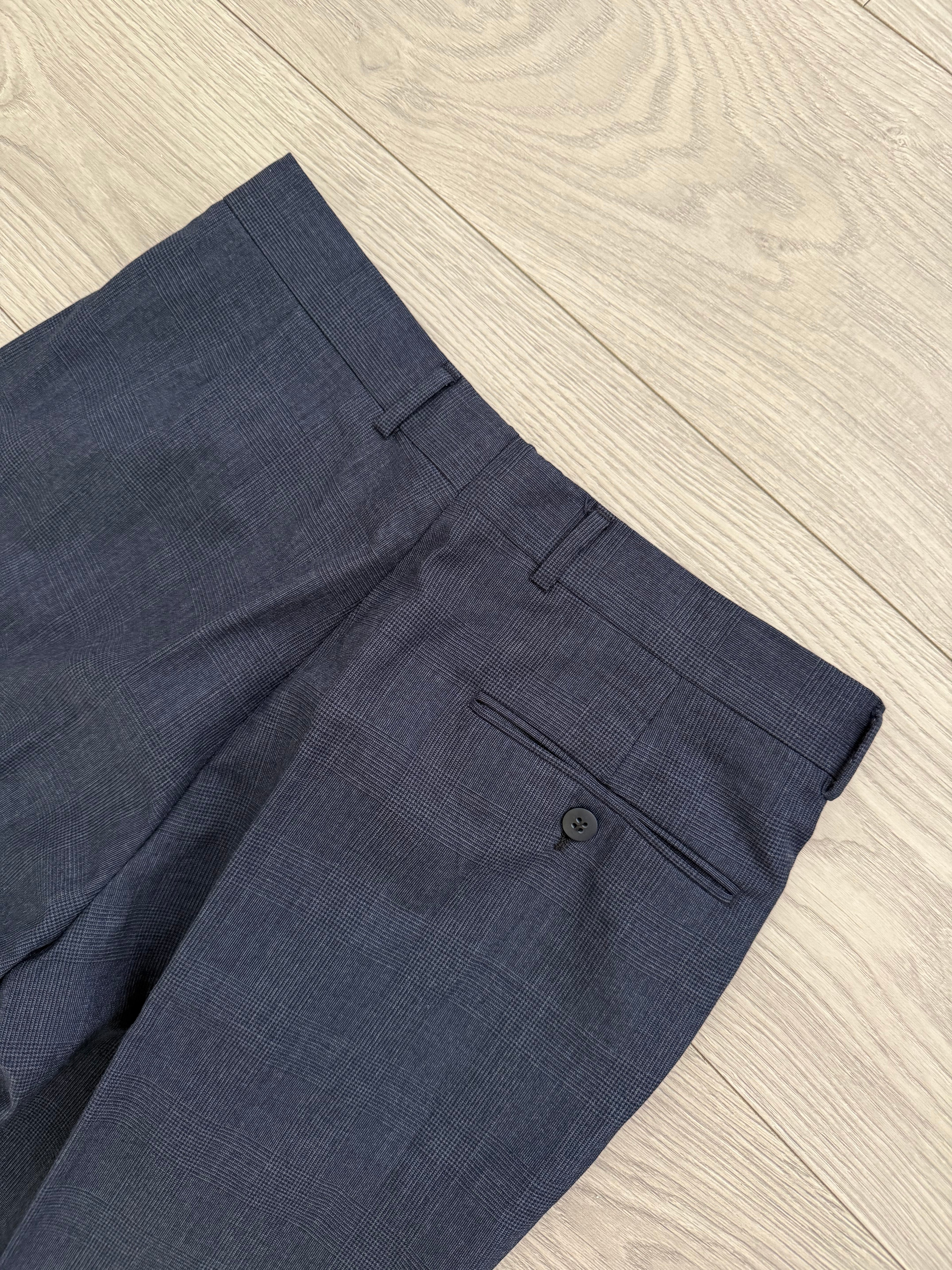 Hugo Boss 1980s 'Al Capone' Double Breasted Pleated Blue Wool Suit - Size M Jacket / 30" Waist