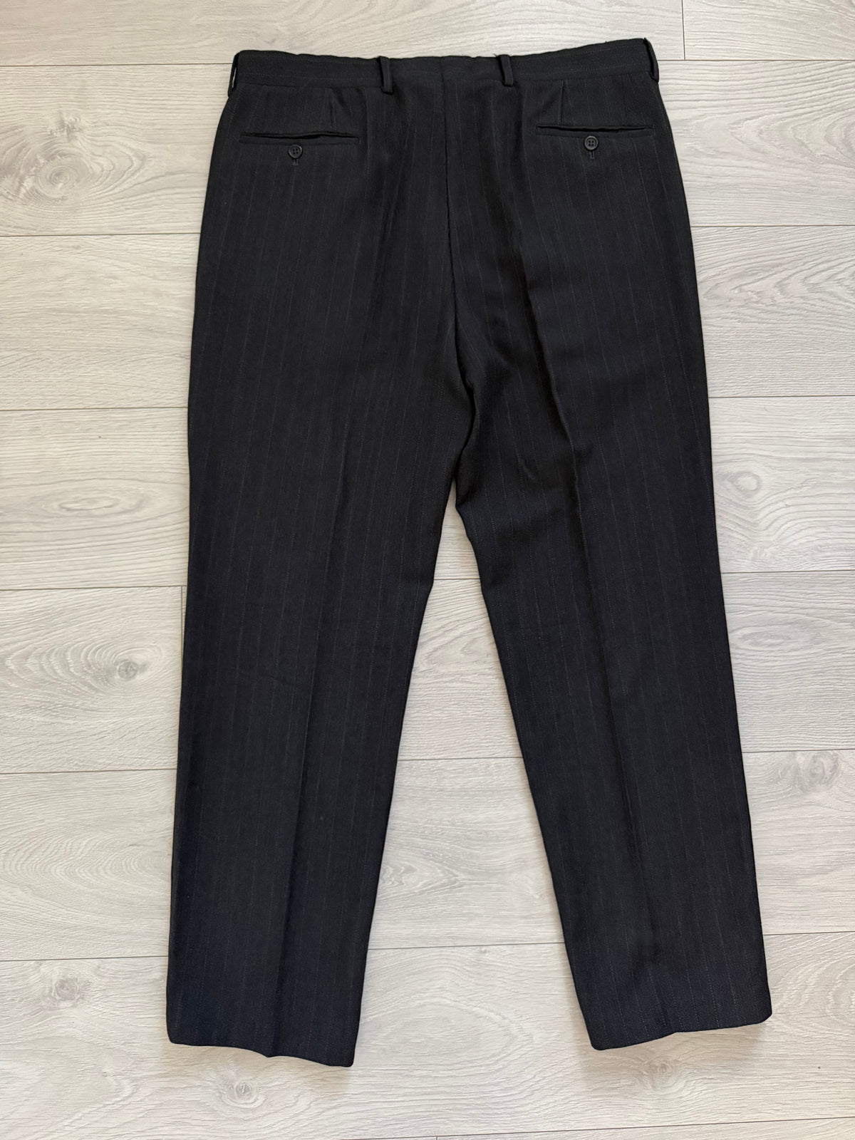 Giorgio Armani 1980s 3B Draped Textured Pleated Wool Suit Grey - Size XXL Jacket / 38" Waist