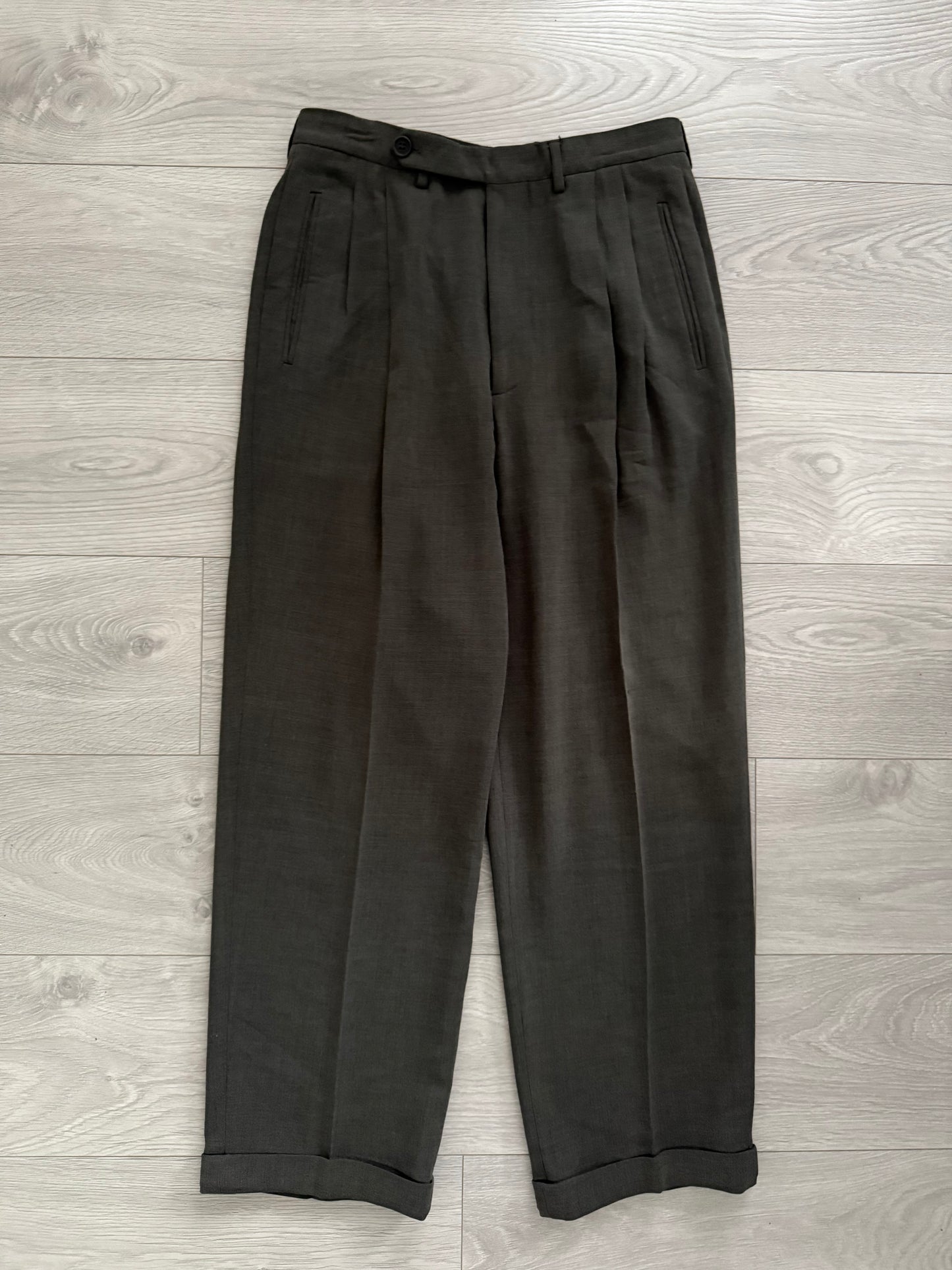 Giorgio Armani 1990s Brown Pleated Wool Suit - Size M Jacket / 32" Waist