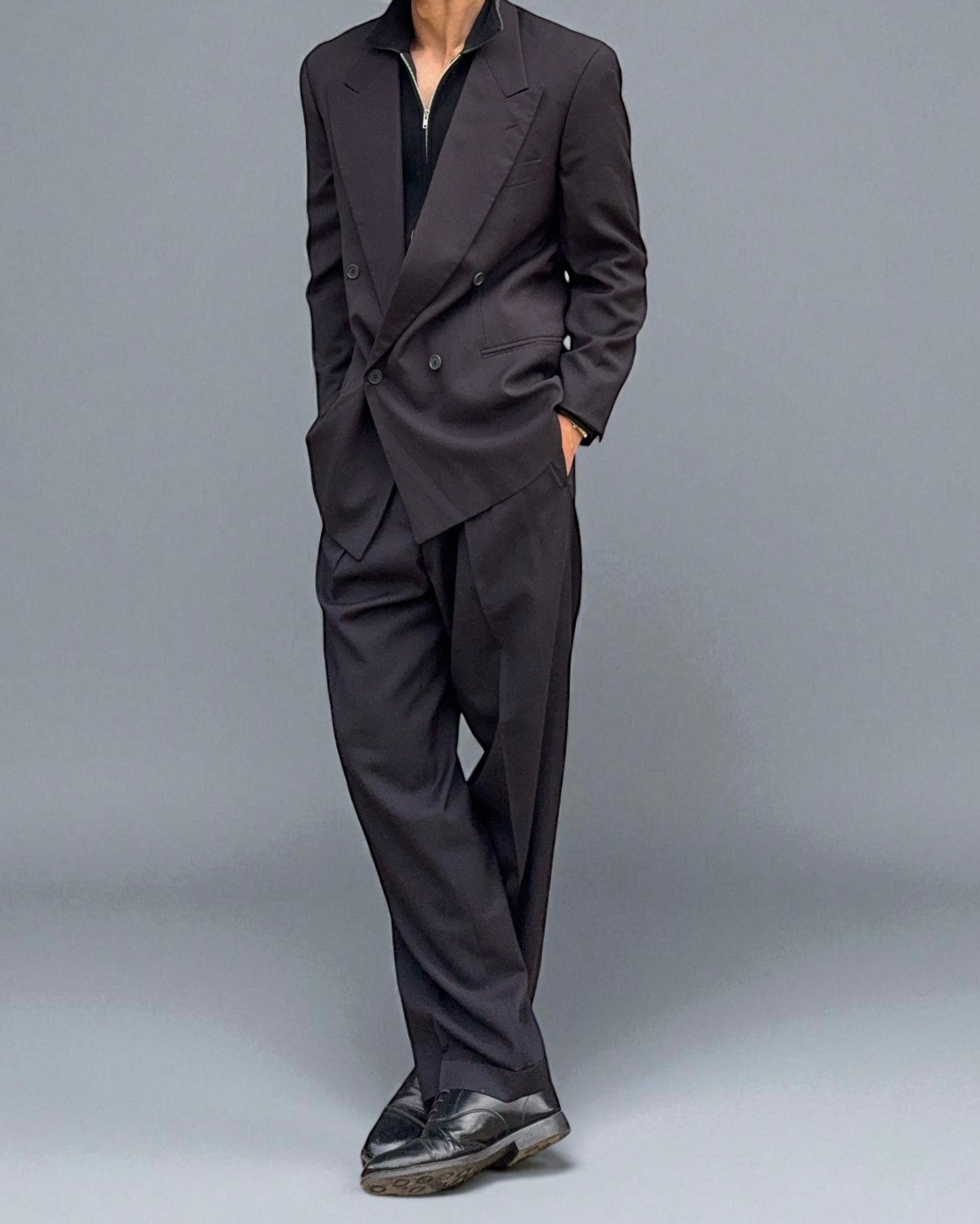 Emporio Armani 1990s Double-Breasted Wool Suit - Size M Jacket / 32" Waist