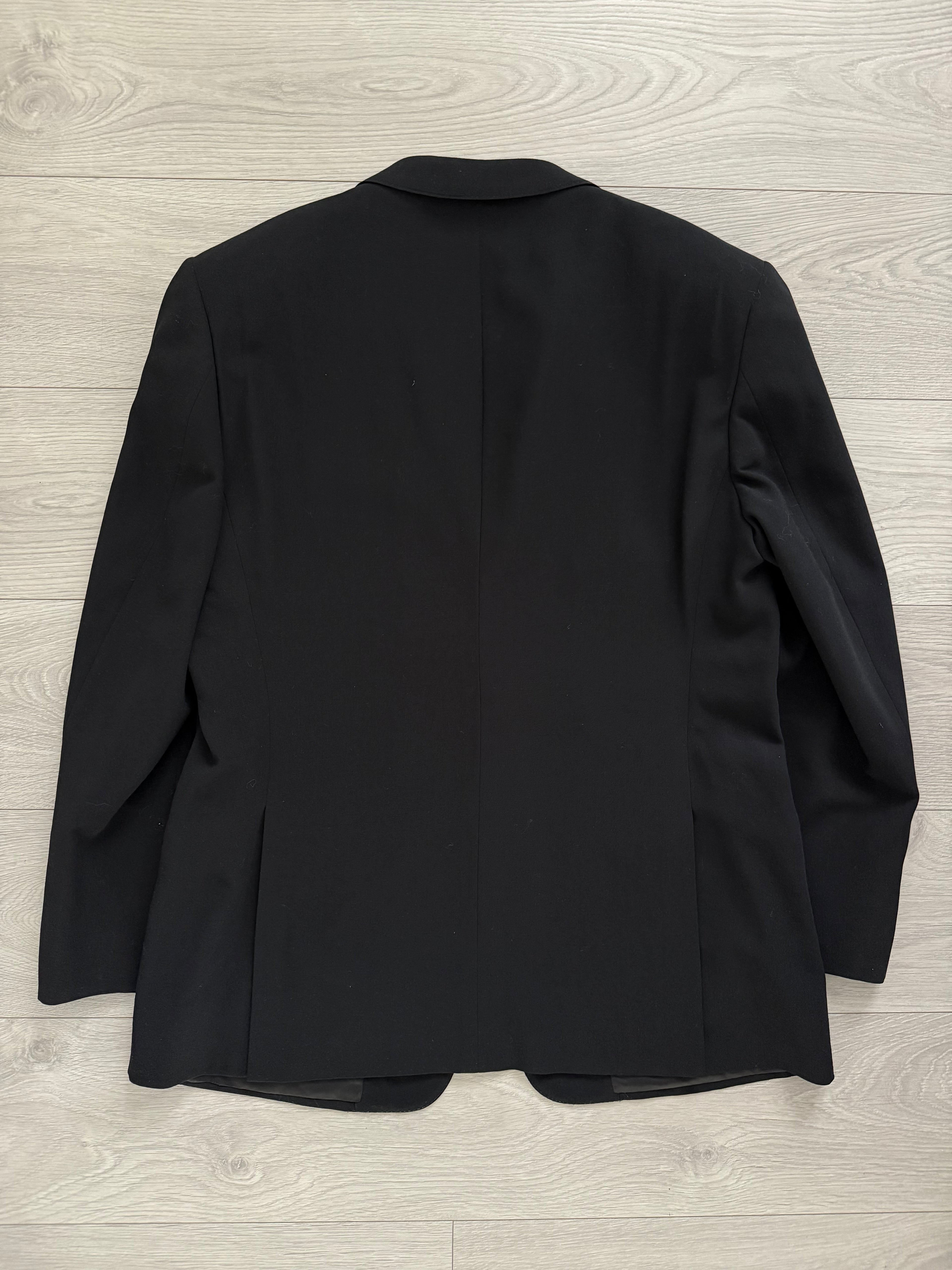 Armani 1990s 2B Draped Wool Black Suit - Size XL Jacket / 37" Waist