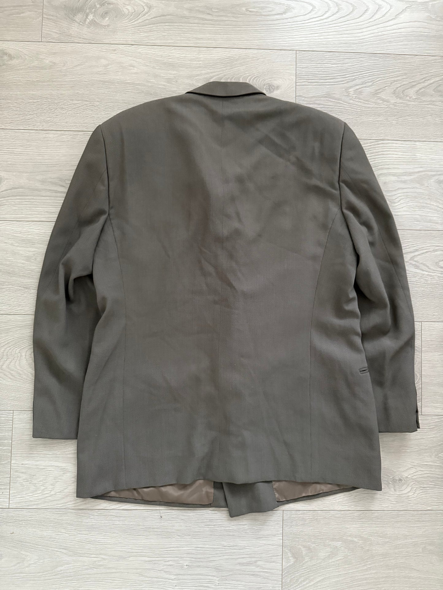 Armani 1990s Double Breasted Draped Pleated Wool Suit - Size XXL Jacket / 38" Waist