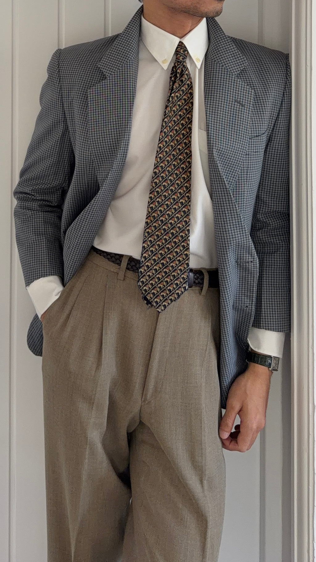 Valentino 1980s 2B Cotton Check Sport Blazer Jacket - Size S