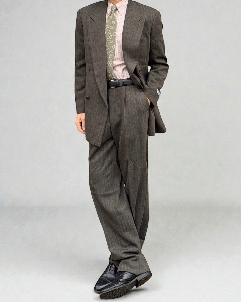 Emporio Armani 1990s Spear Snap Collar Striped Shirt - Size M