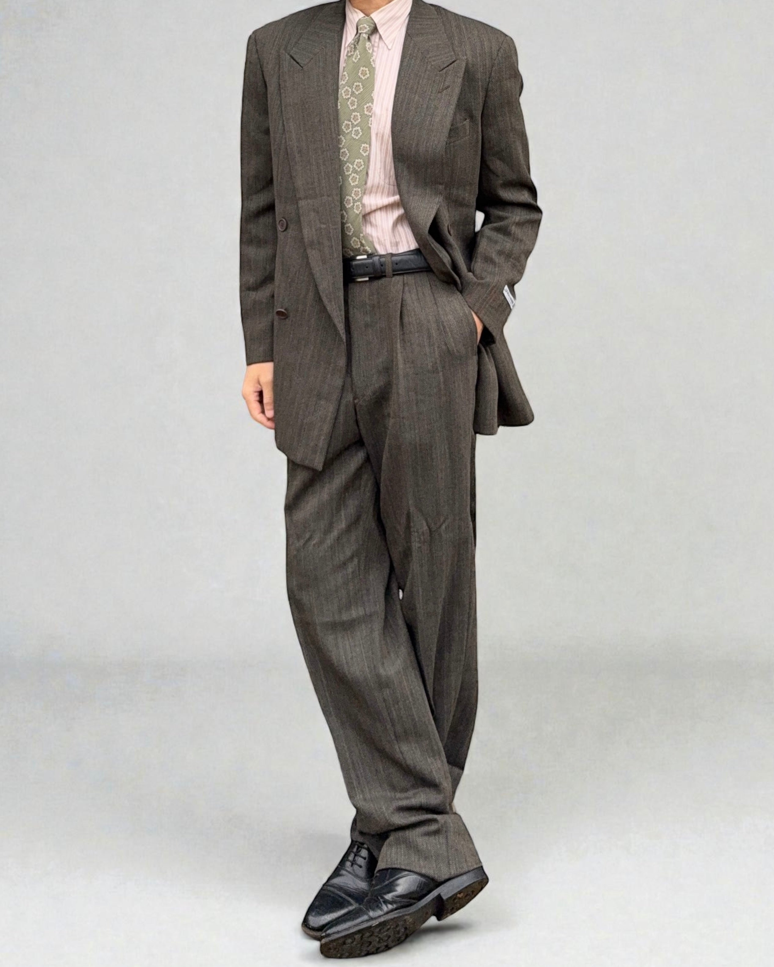 Emporio Armani 1990s Spear Snap Collar Striped Shirt - Size M