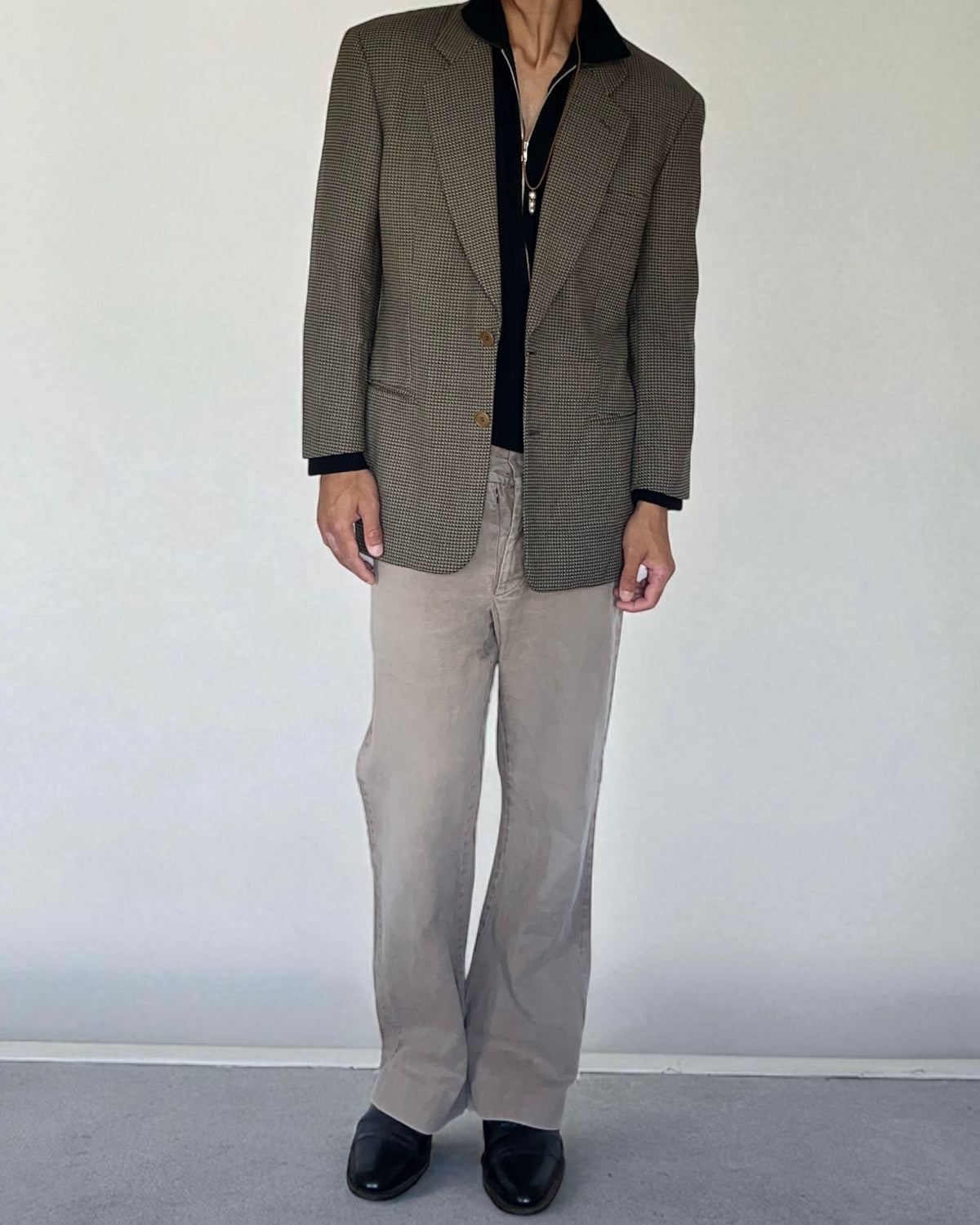 Giorgio Armani 1990s Houndstooth Wool Blazer Jacket - Size M