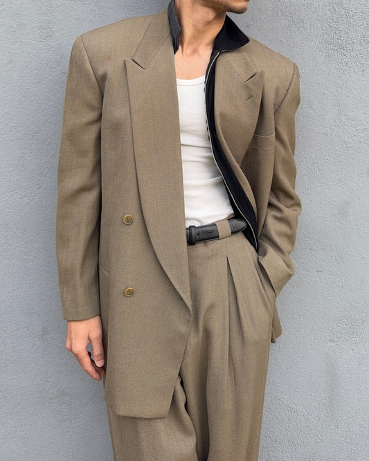 Giorgi Armani 1980s Pleated Double-Breasted Suit - Size L Jacket / 34" Waist
