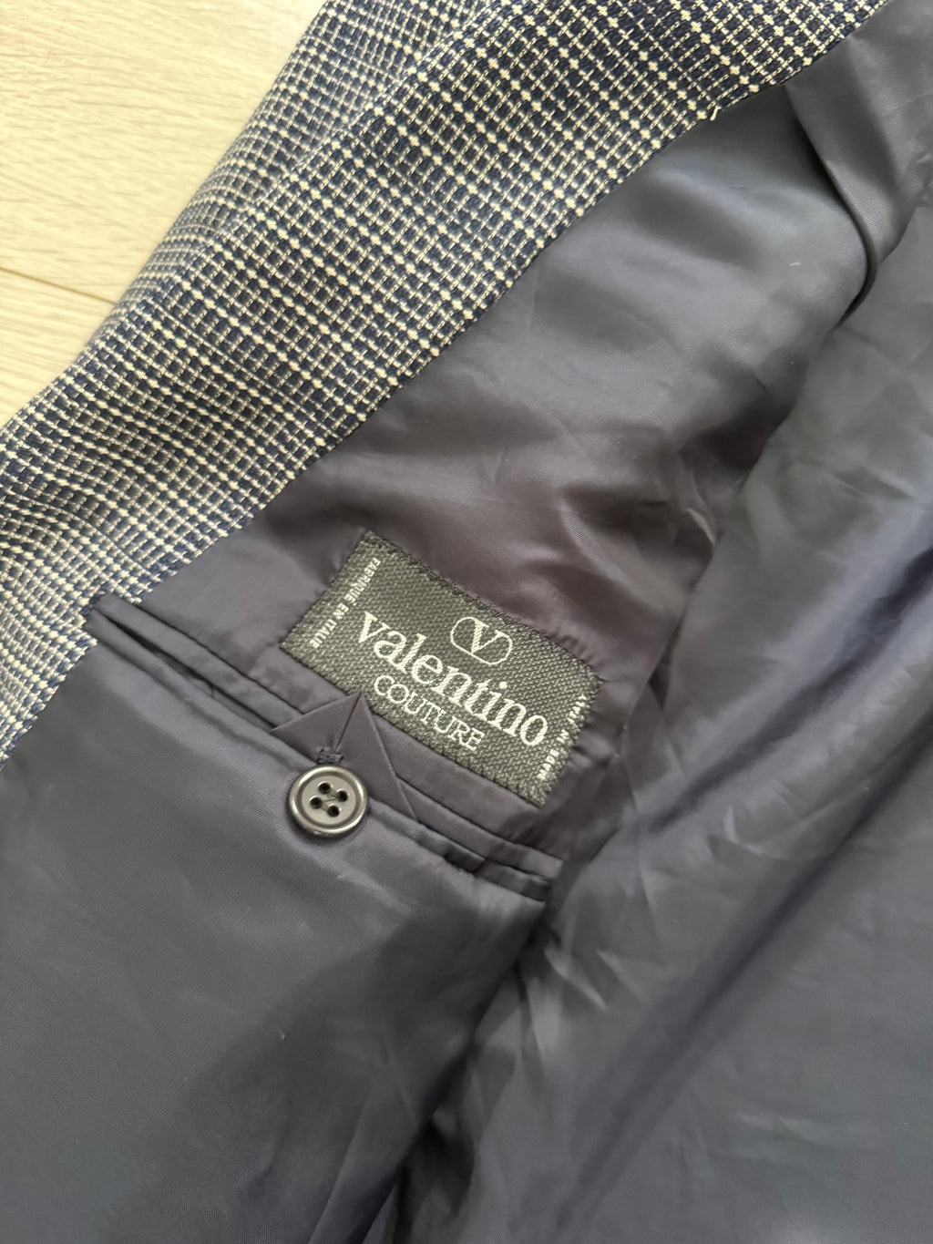 Valentino 1980s 2B Textured Wool Check Sports Jacket Blazer  - Size XXL