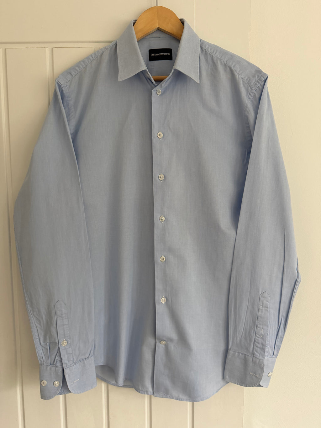Emporio Armani Blue Cotton Shirt - Size Medium