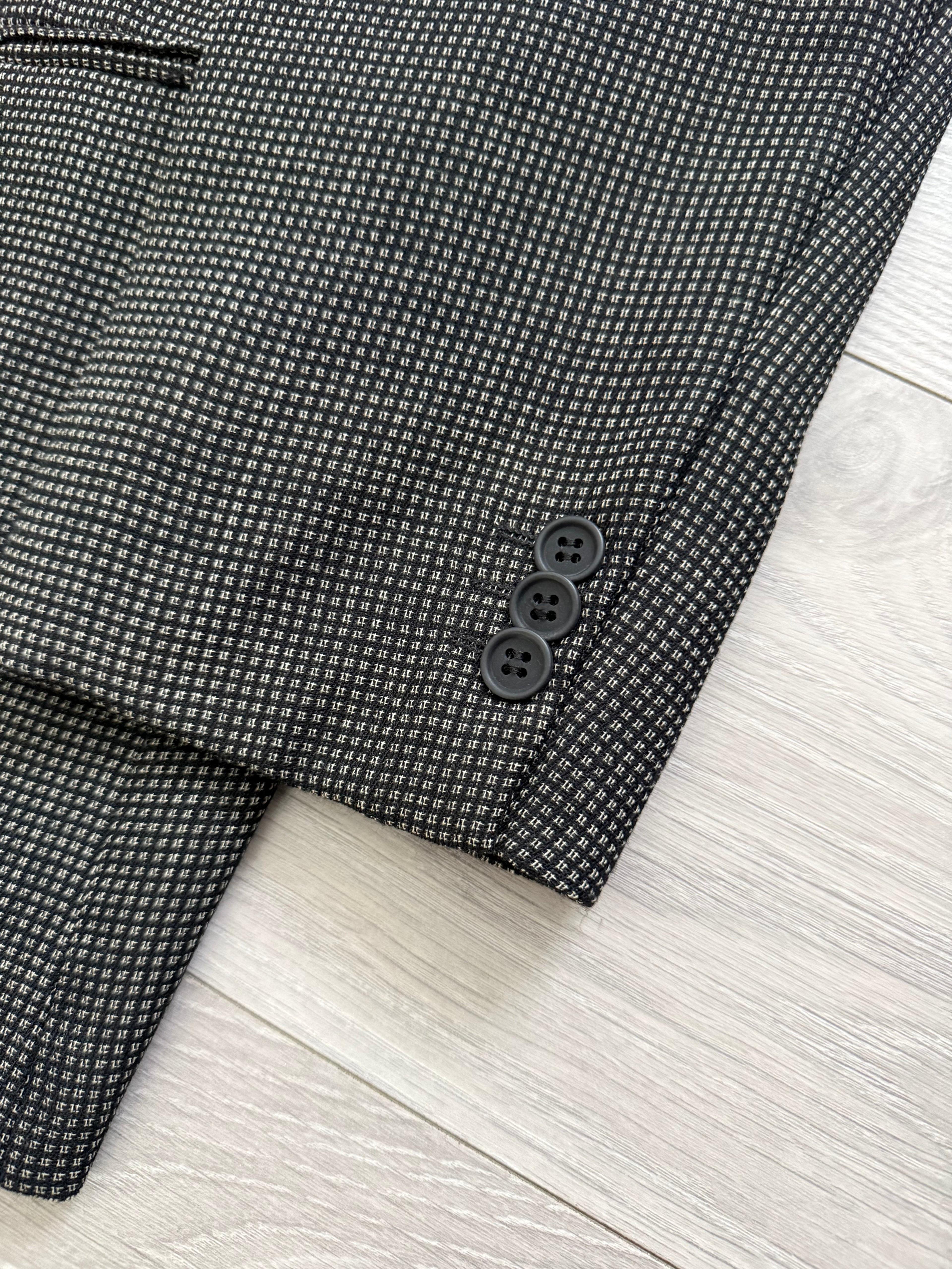 Giorgio Armani 1980s Peaked Lapel Double Breasted Textured Wool Sports Jacket Blazer - Size XXL