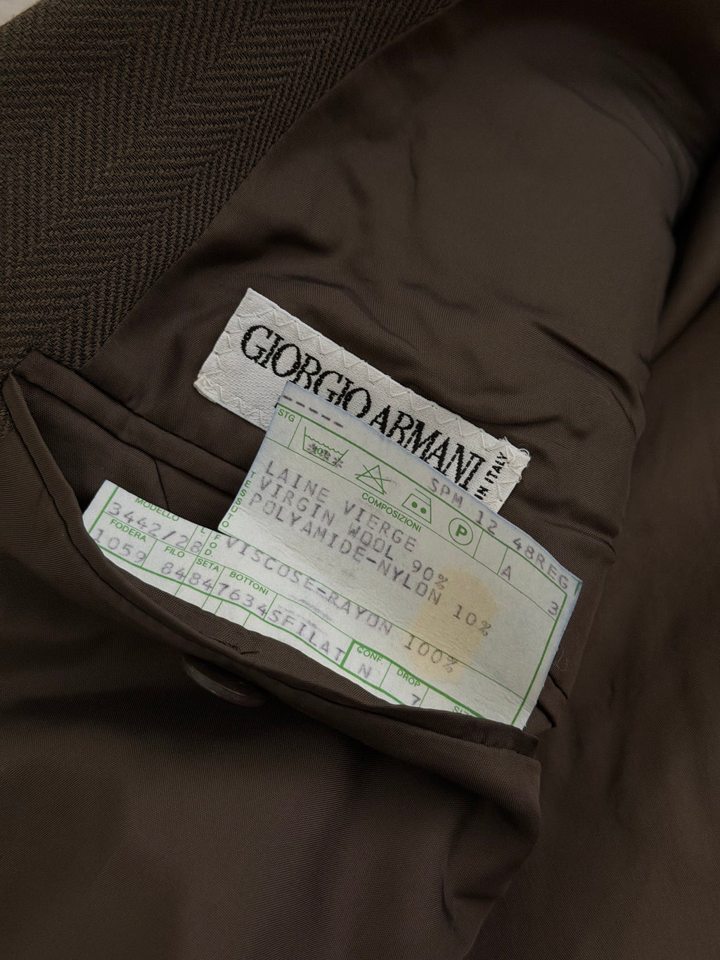 Giorgio Armani 1980s Peaked Lapel Double Breasted Brown Wool Sport Jacket Blazer - Size M
