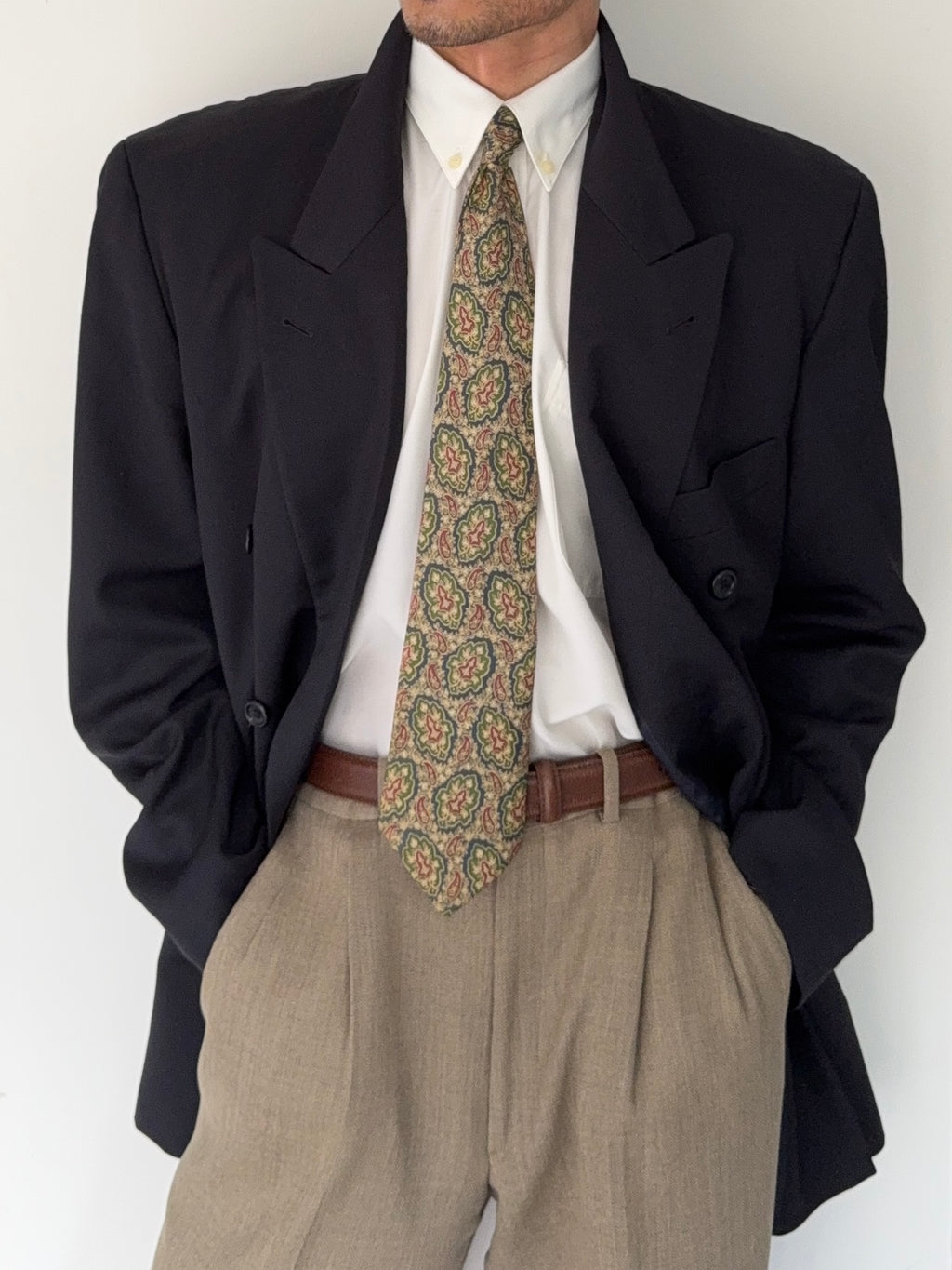 Hugo Boss 1980s Peaked Lapel Double Breasted Wool Sports Blazer Jacket - Size XXL