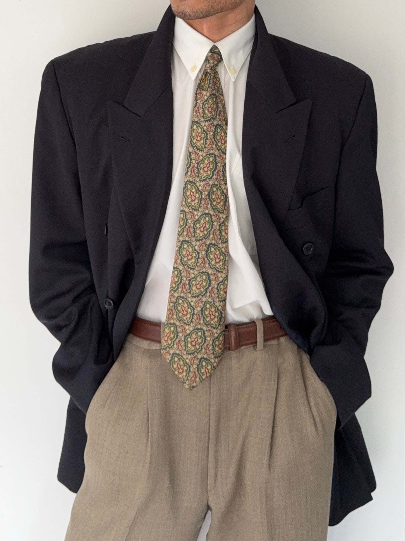 Hugo Boss 1980s Peaked Lapel Double Breasted Wool Sports Blazer Jacket - Size XXL