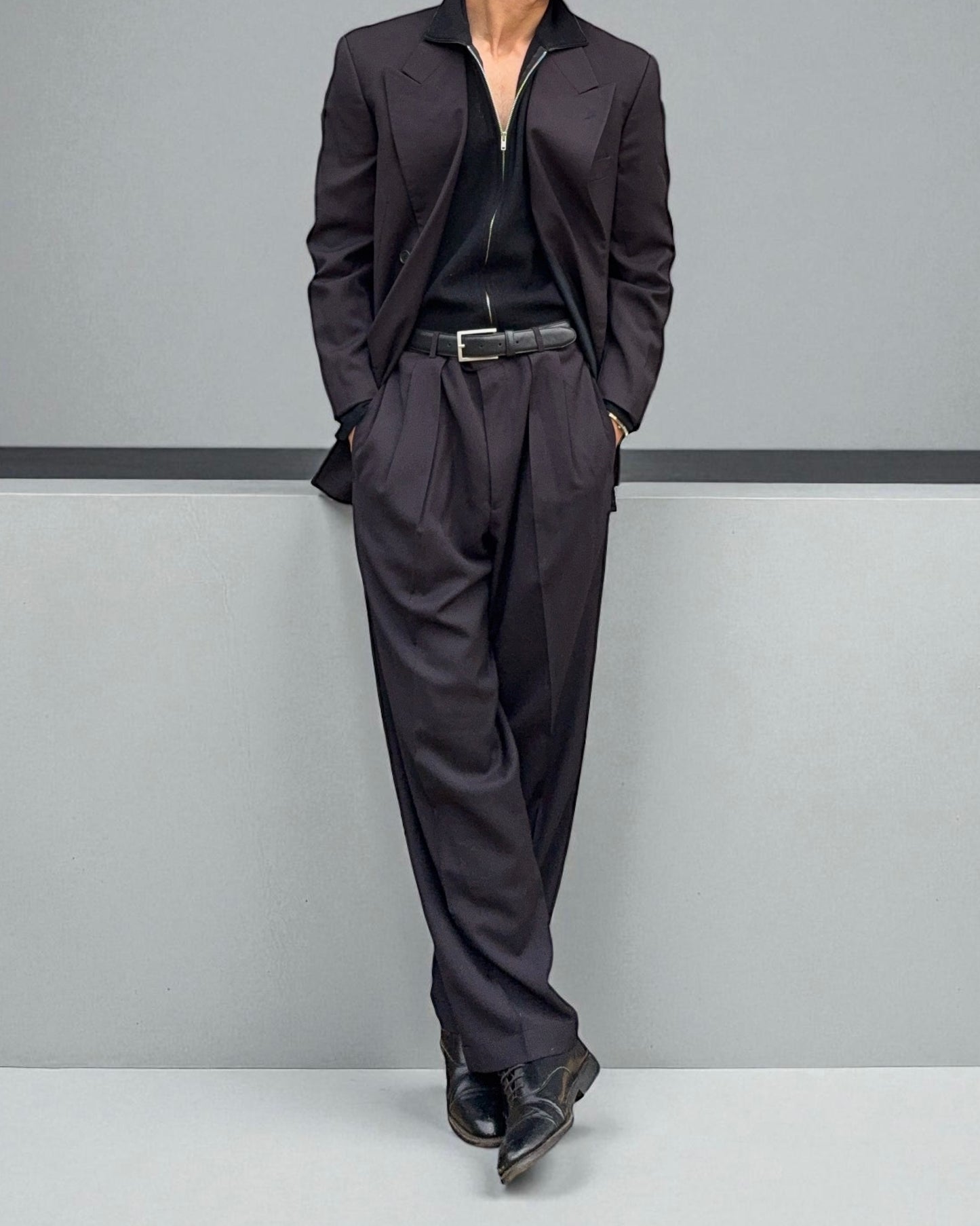 Emporio Armani 1990s Double-Breasted Wool Suit - Size M Jacket / 32" Waist