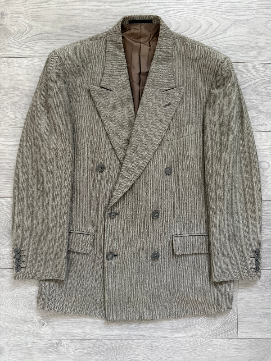 Dior 1980s Peaked Lapel Double Breasted Textured Wool Sports Blazer Jacket - Size M