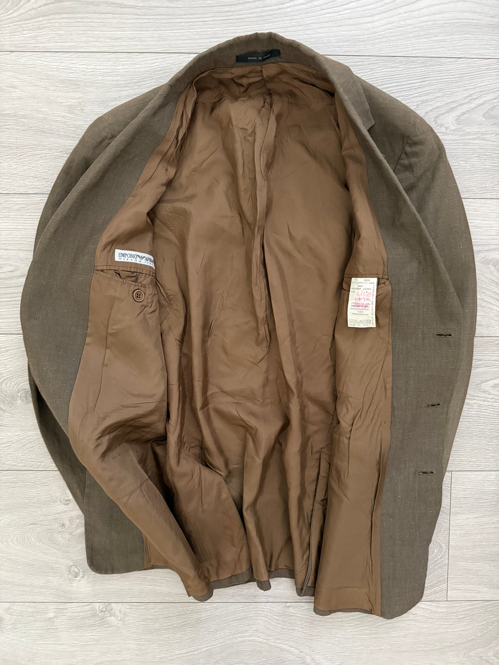 Emporio Armani 1990s 3B Linen Cotton Brown Sports Jacket Blazer - Size S