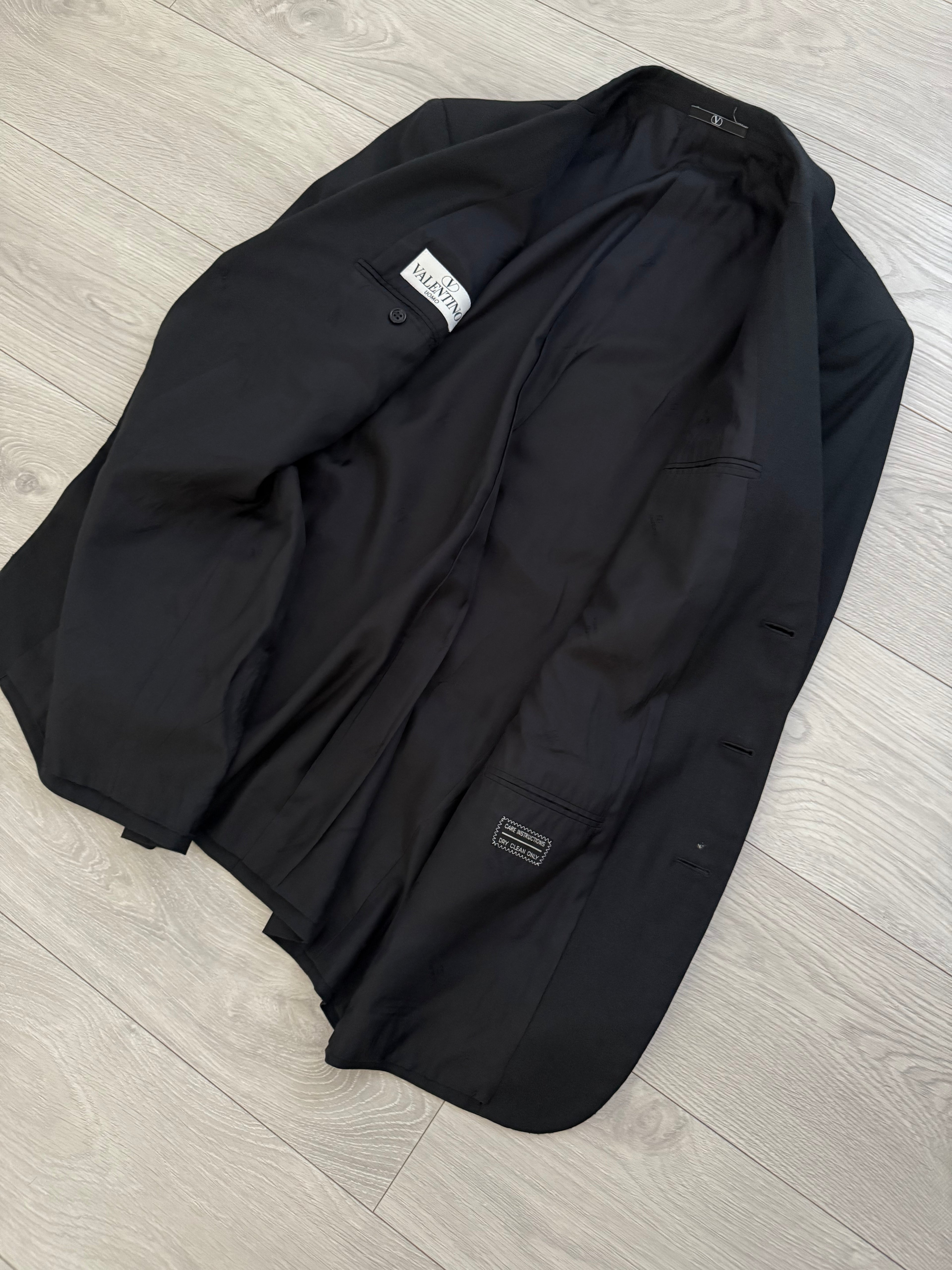 Valentino 1980s 3B Black Wool Sport Jacket Blazer  - Size XL
