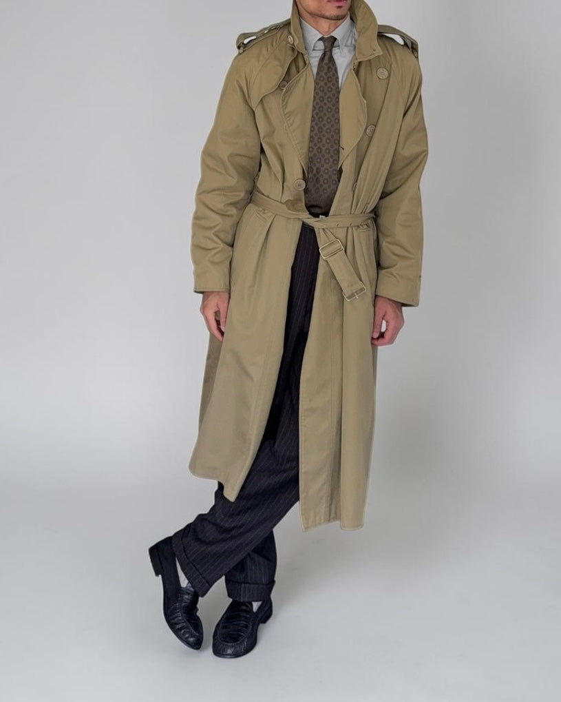 Giorgio Armani Mainline 1980s Military Trench Coat - Size L