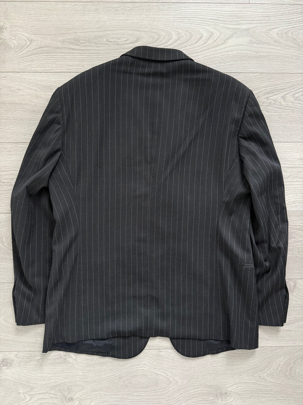 Armani 1990s 2B Charcoal Grey Striped Wool Suit - Size XXL Jacket / 38" Waist