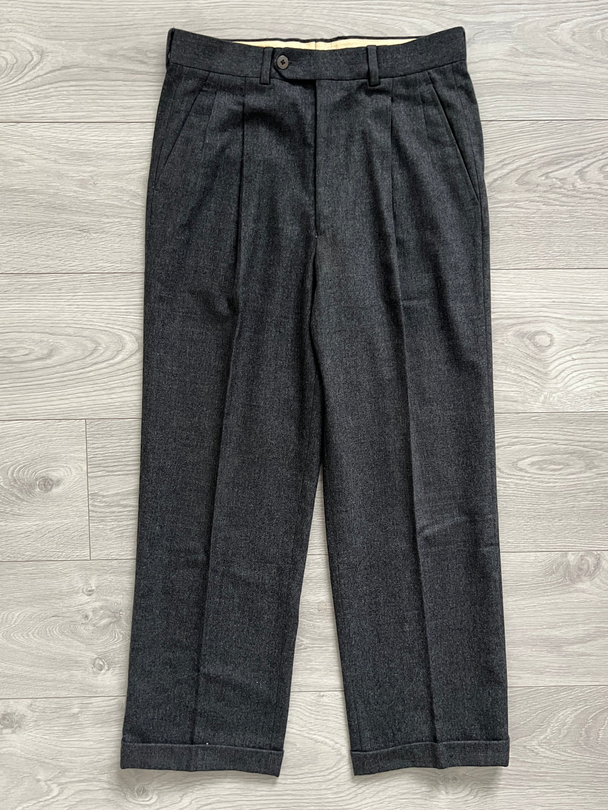 Giorgio Armani 1990s Double-Breasted Pleated Relaxed Wool Suit - Size S Jacket / 30" Waist