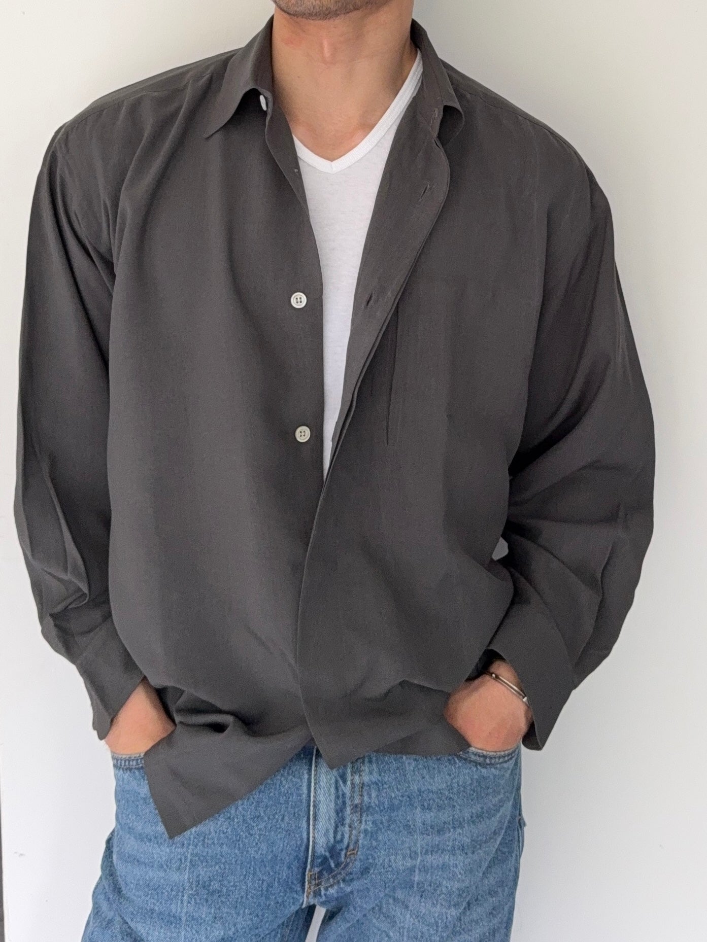Issey Miyake 1990s Draped Chest Pocket Shirt - Size M