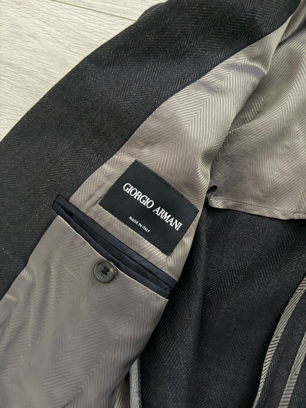 Giorgio Armani Black Label 2010 Denim Linen 2B Jacket  - Size L