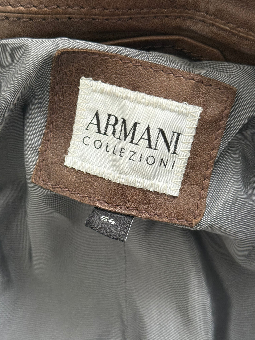 Armani 2000s Tobacco Brown Leather Western Jacket - Size XL