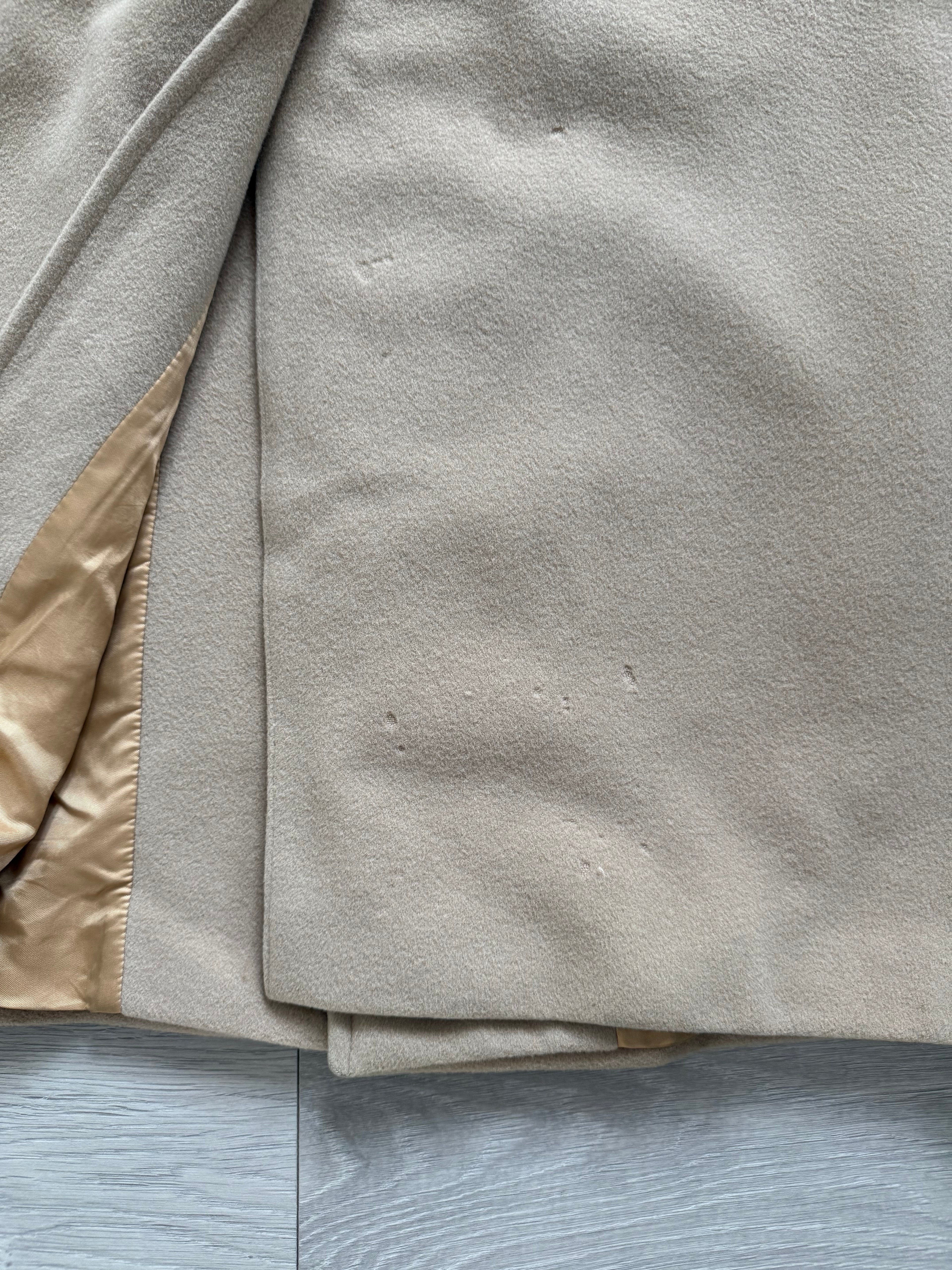 Hugo Boss 1980s 'De Tomaso' Wool Overcoat Cream - Size XL