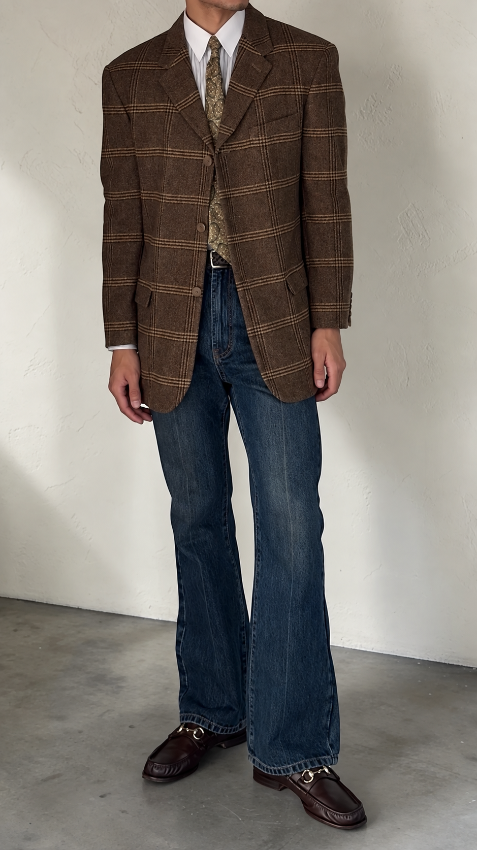 Emporio Armani 1990s 3B Check Wool Sport Jacket Blazer - Size M