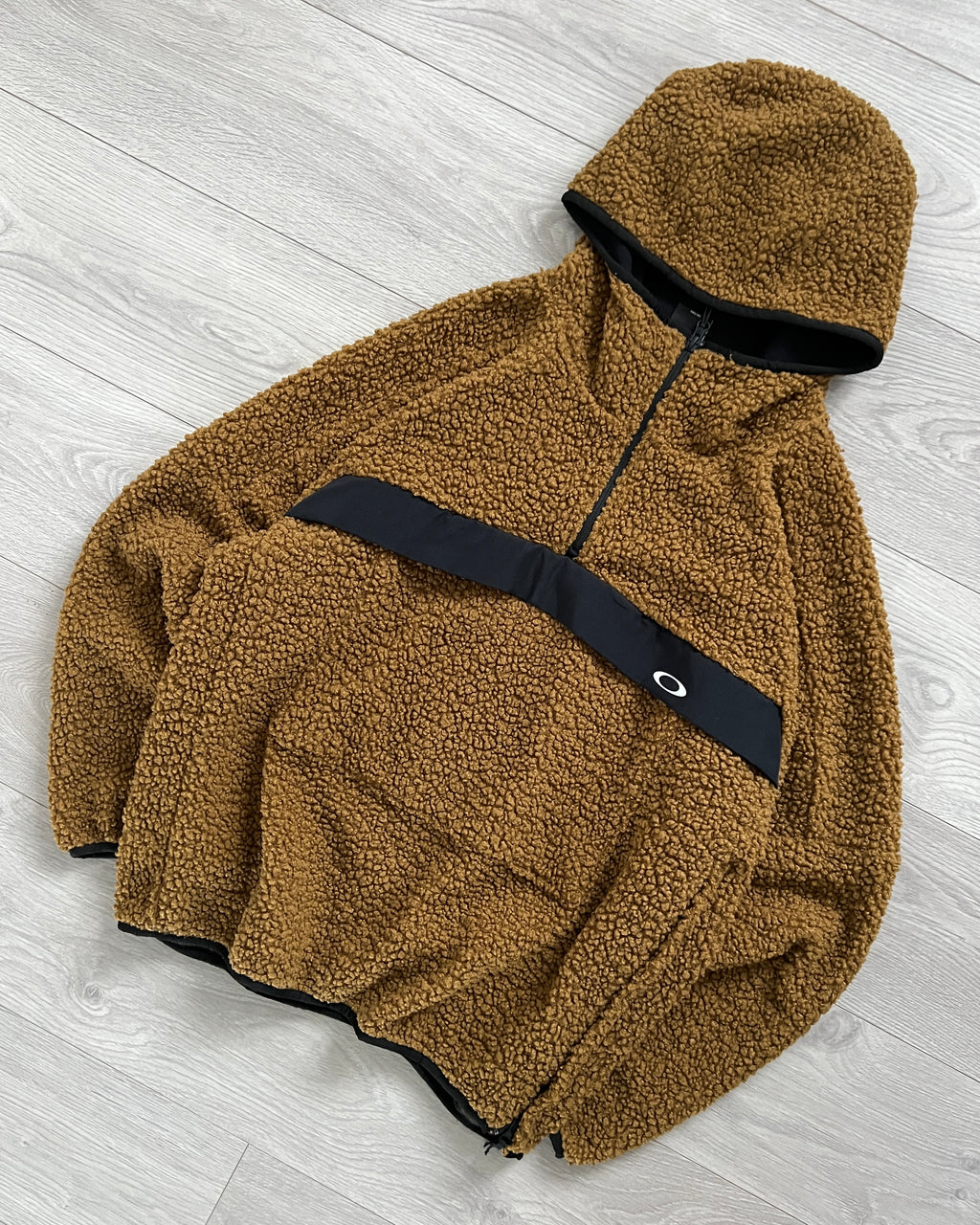 Oakley 1/4 Zip Brown Technical Boa Fleece Anorak - Size L