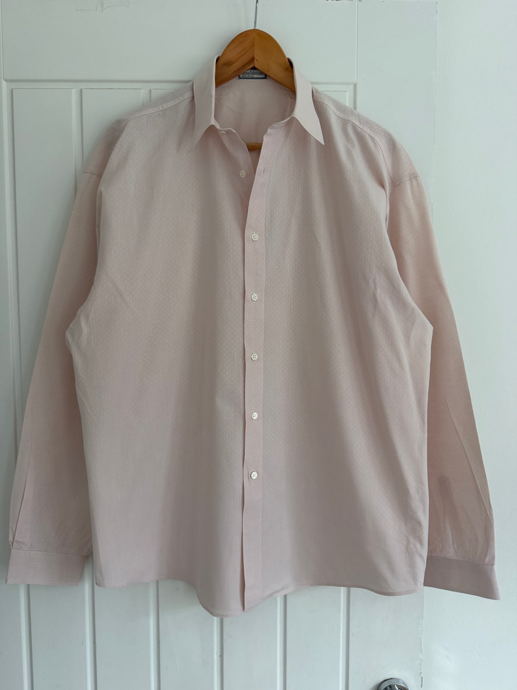 Versace 1990s Relaxed Fit Pink Cotton Patterned Shirt - Size M