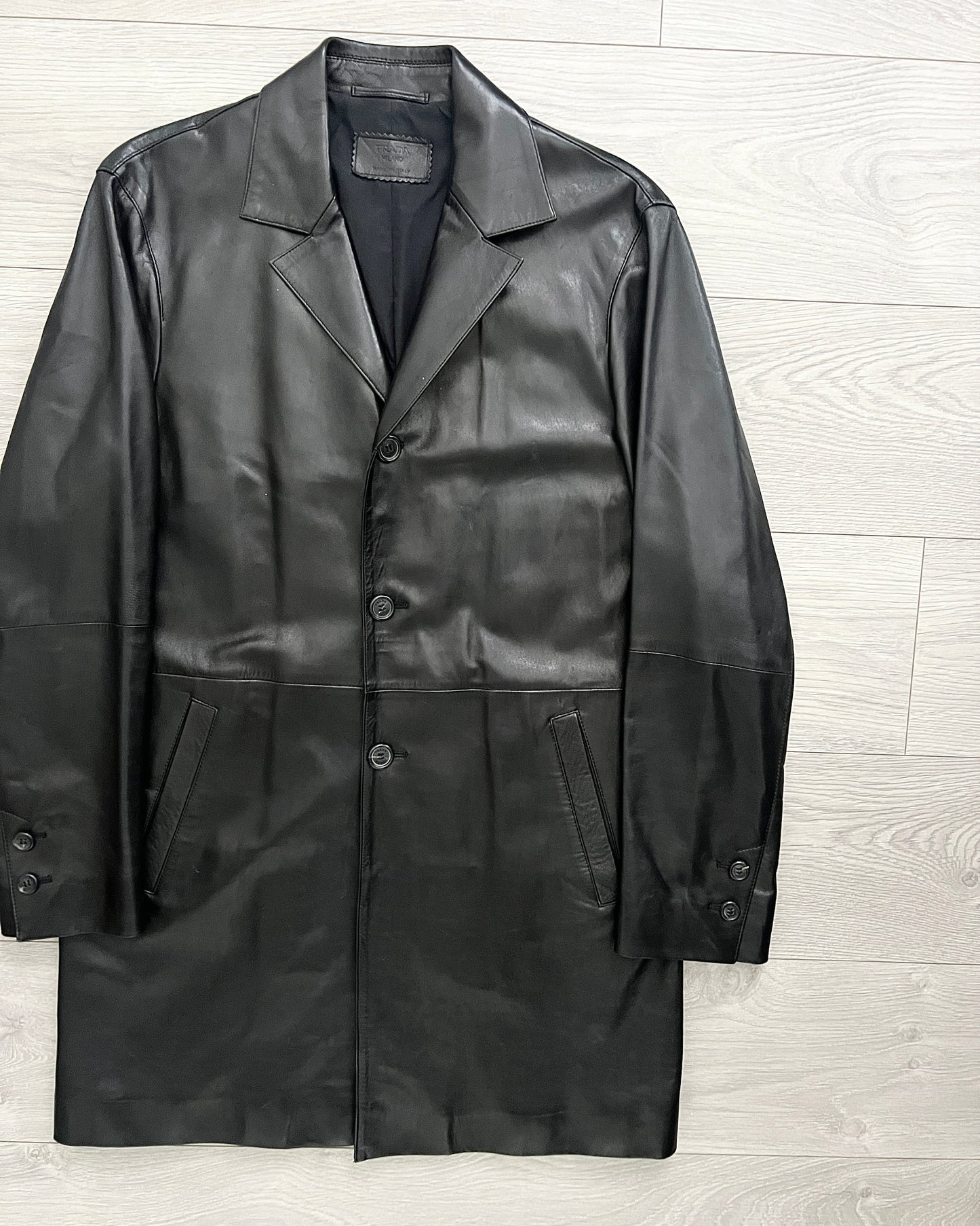 Prada Mainline AW2003 Leather Coat - Size M