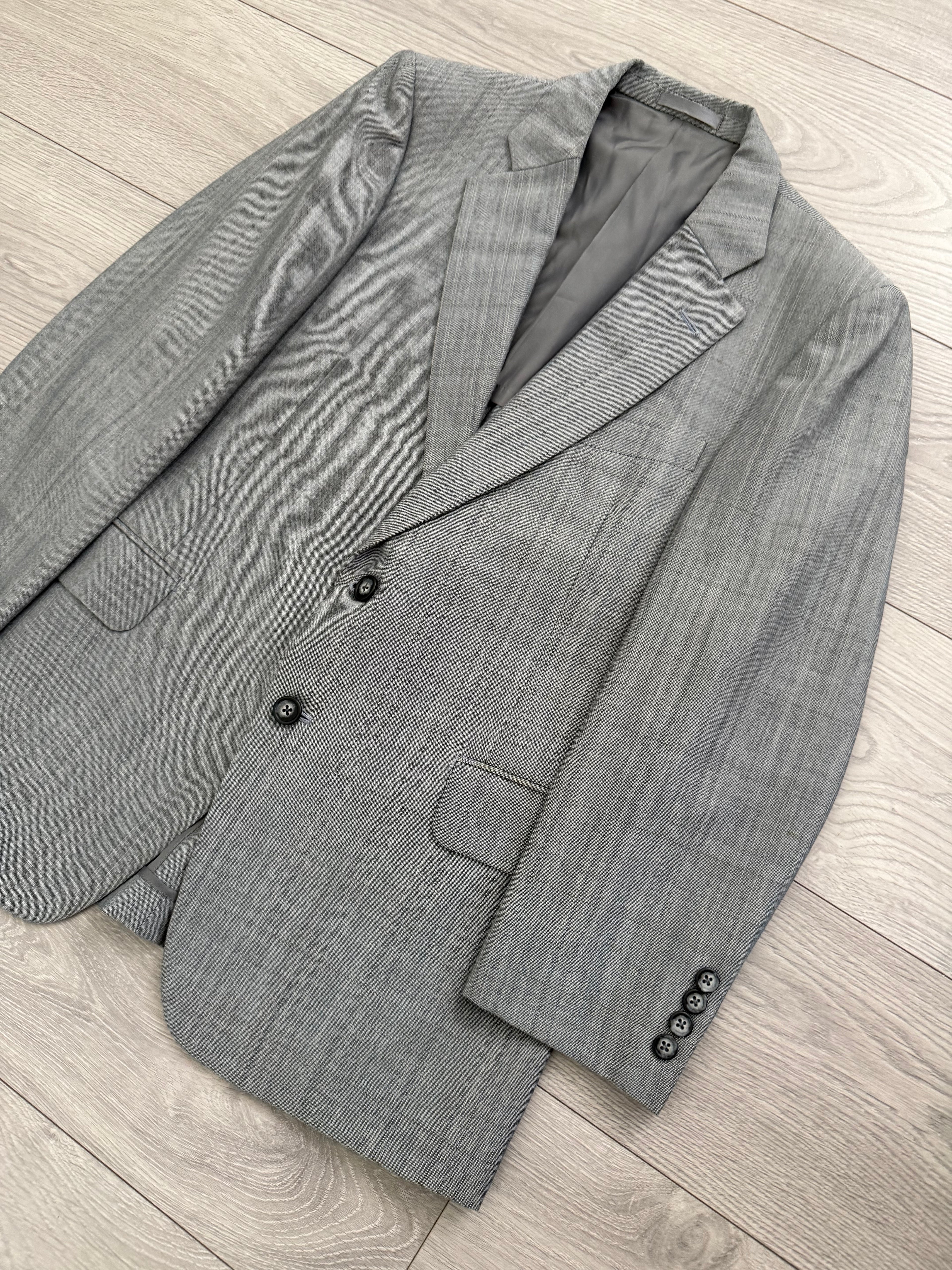 Burberry 1990s 2B Wool Check Grey Suit - Size S Jacket / 32" Waist