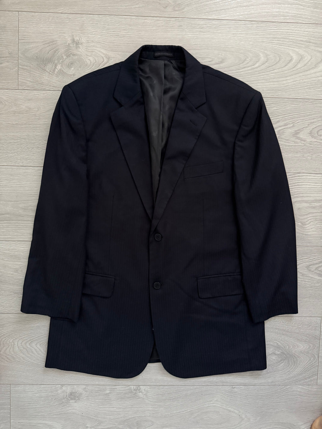 Armani 2000s Striped Navy Suit - XL Jacket / 38" Waist