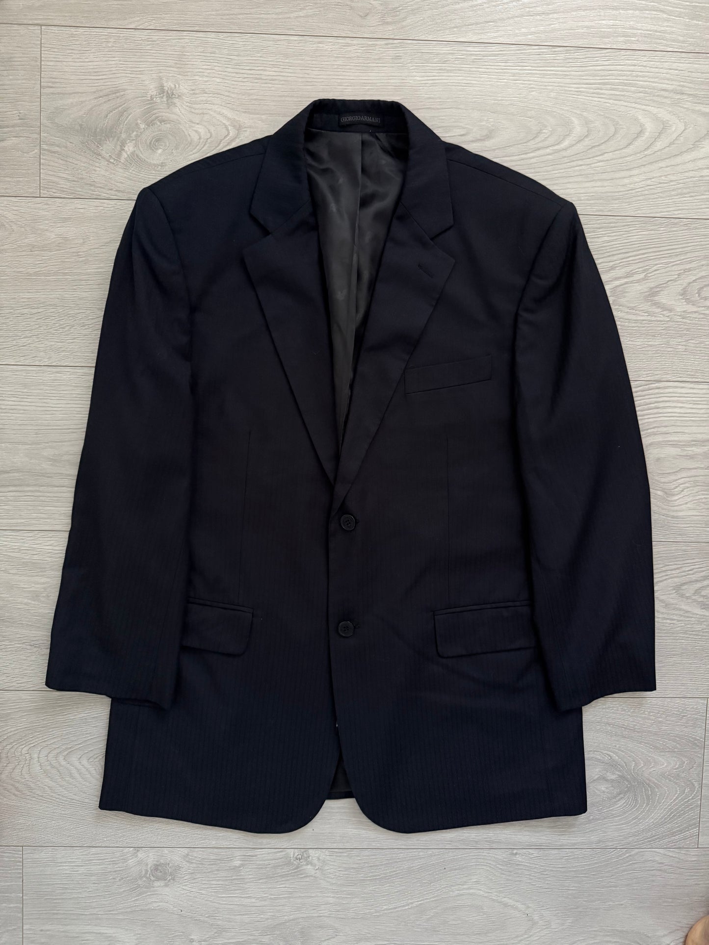 Armani 2000s Striped Navy Suit - XL Jacket / 38" Waist