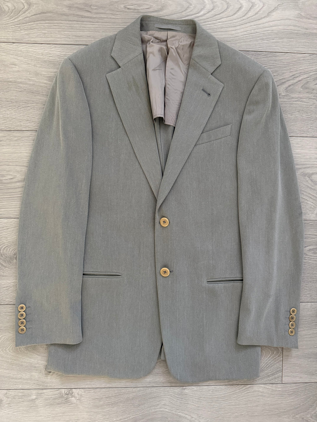 Armani 1990s 2B Draped Crepe Weave Grey Suit - Size S Jacket / 30" Waist
