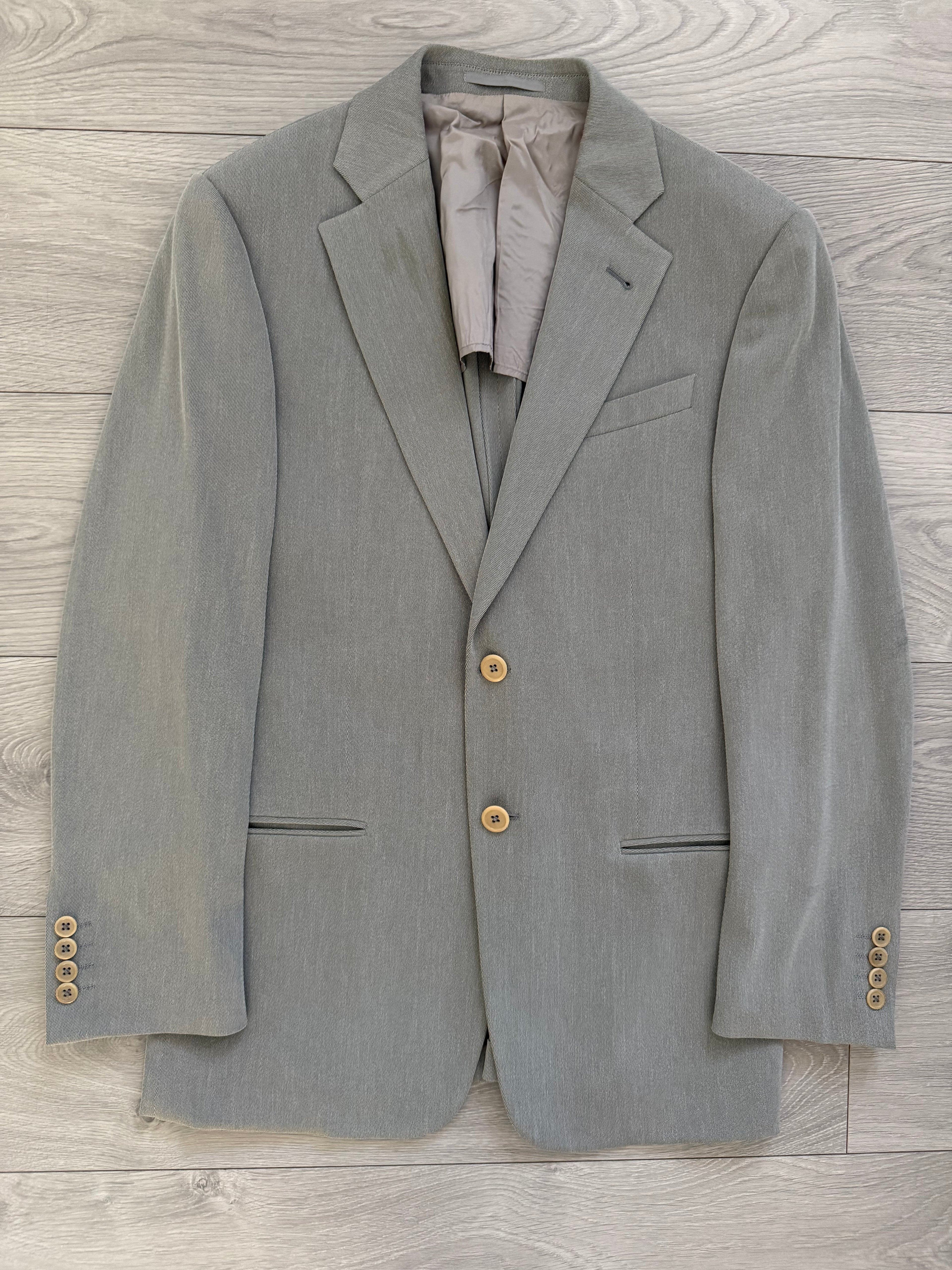Armani 1990s 2B Draped Crepe Weave Grey Suit - Size S Jacket / 30" Waist