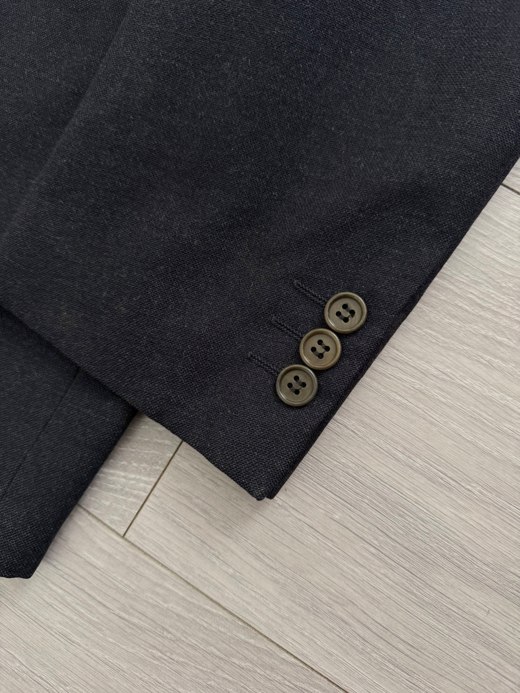 Krizia Armani 1990s Peaked Lapel Double Breasted Pleated Wool Suit Navy - Size M Jacket / 31" Waist