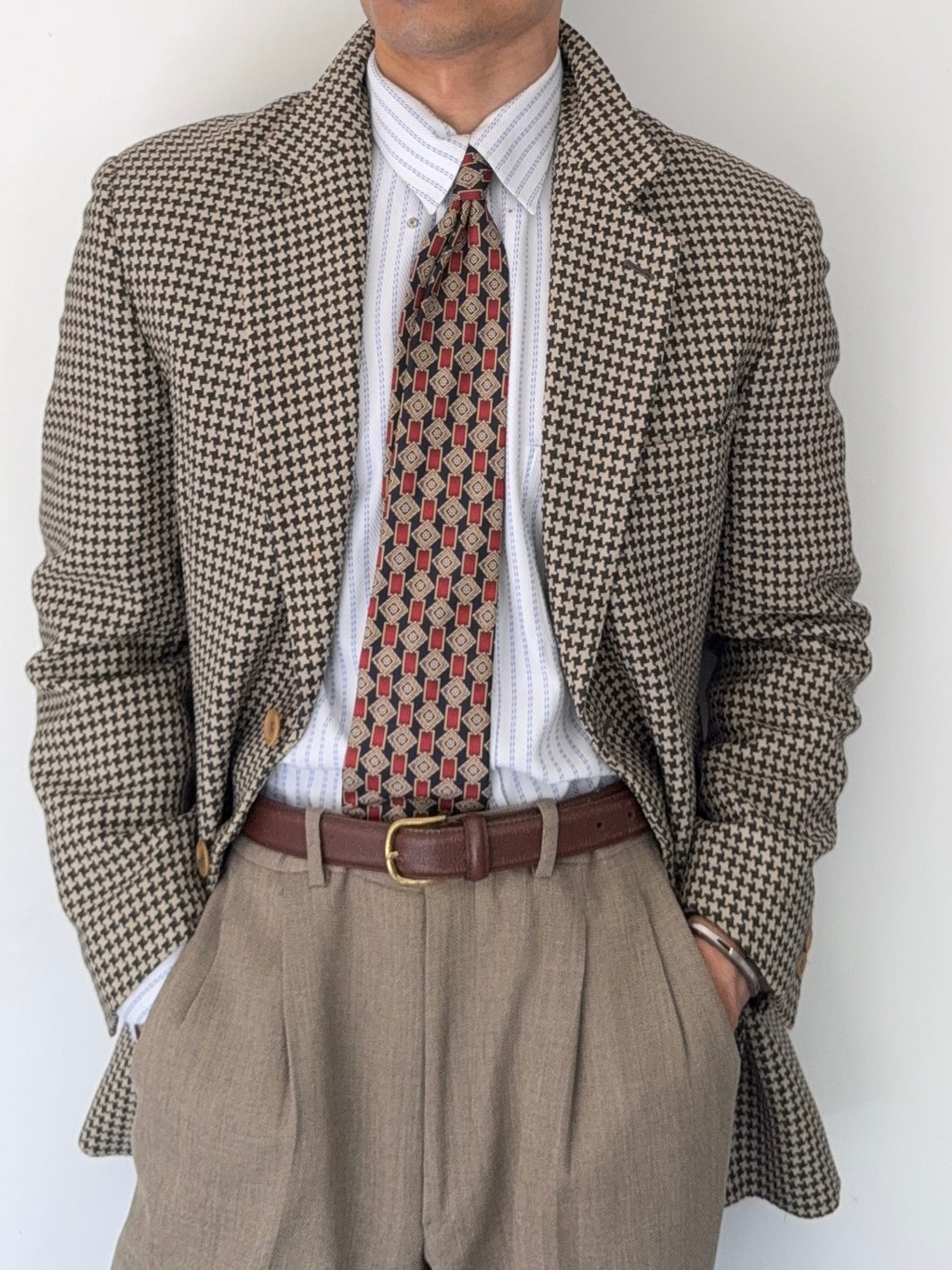 Emporio Armani 1990s 2B Houndstooth Wool Sports Blazer Jacket - Size S