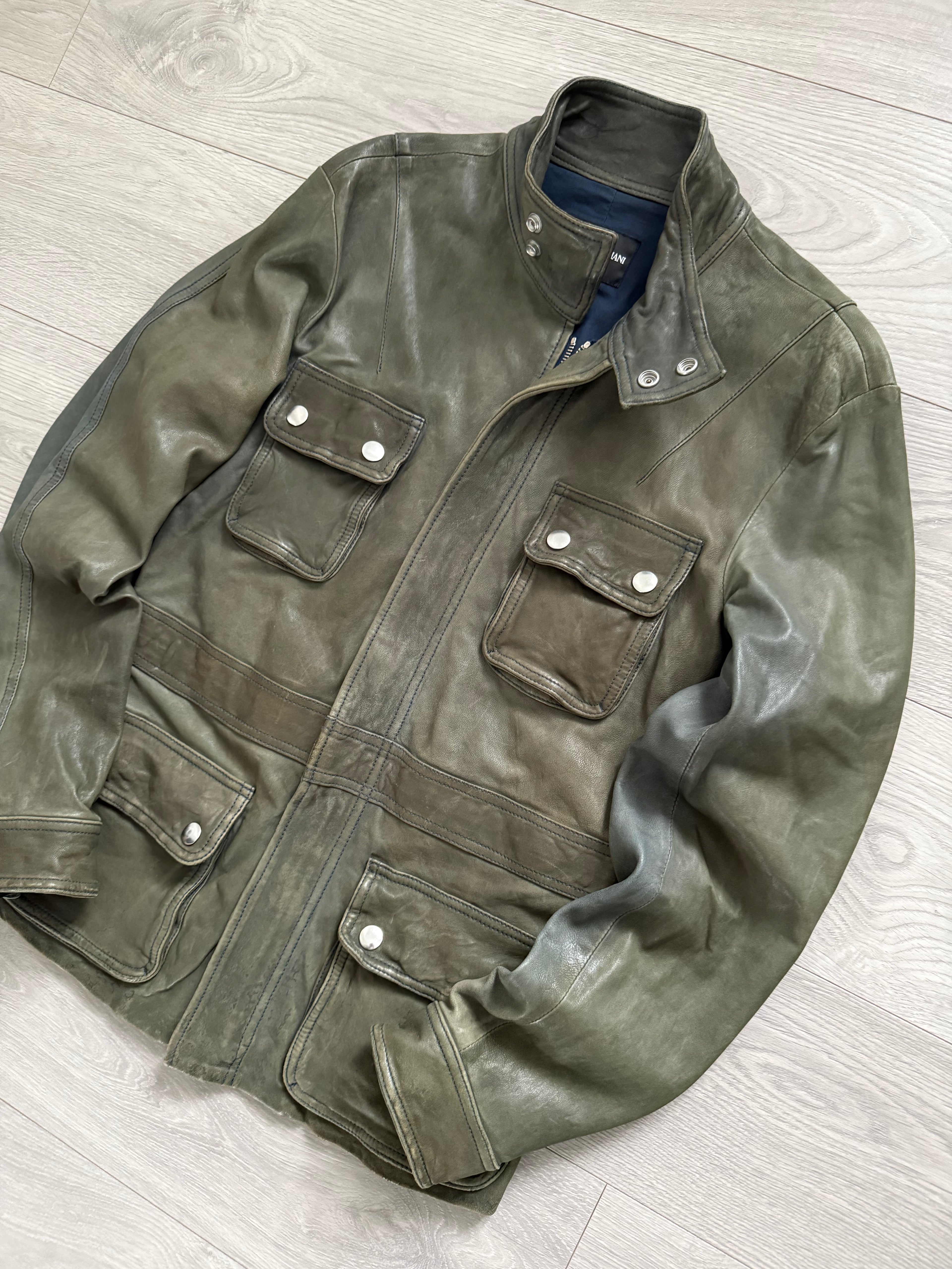 Emporio Armani FW2011 Overdyed Leather Jacket - Size S
