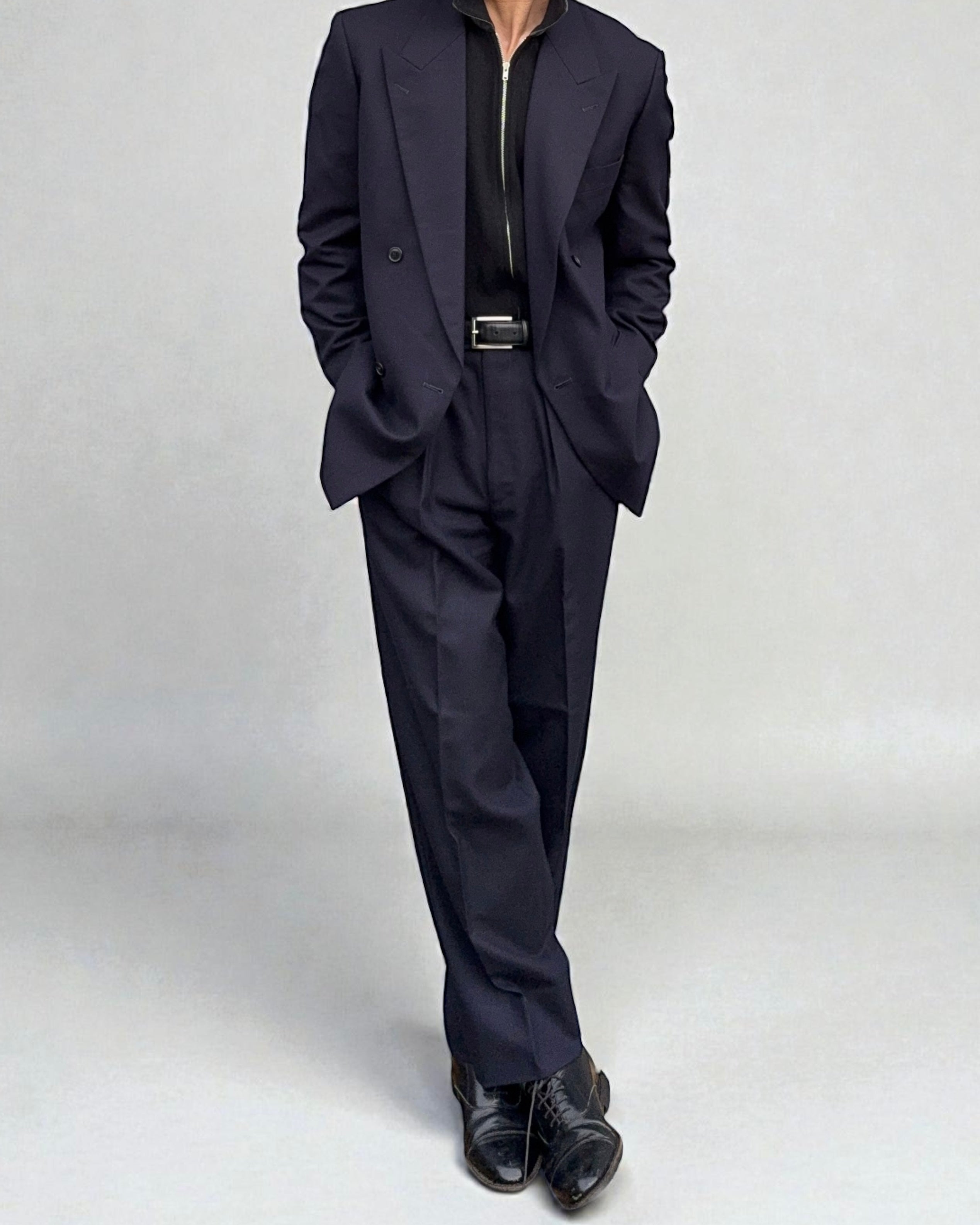 Emporio Armani 1980s Double Breasted Pleated Wool Suit - Size S Jacket / 30" Waist