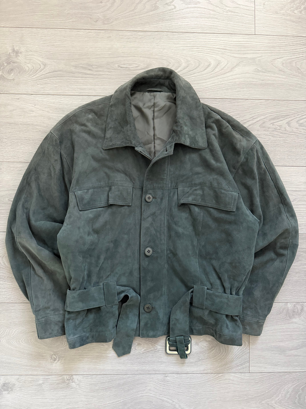 Umberto Ginocchietti 1980s Belted Suede Leather Jacket - Size M