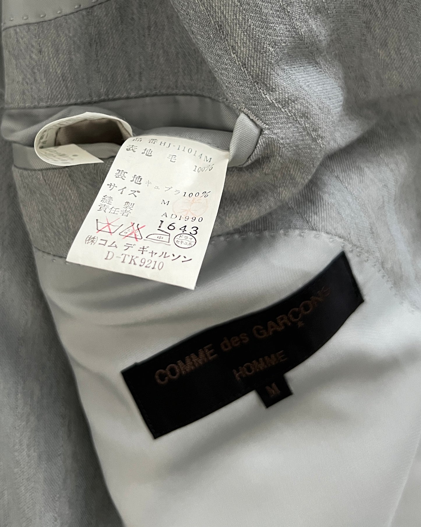 Comme Des Garcons Homme SS1991 Wool Pleated Grey Suit - Size M Jacket / 31 Waist